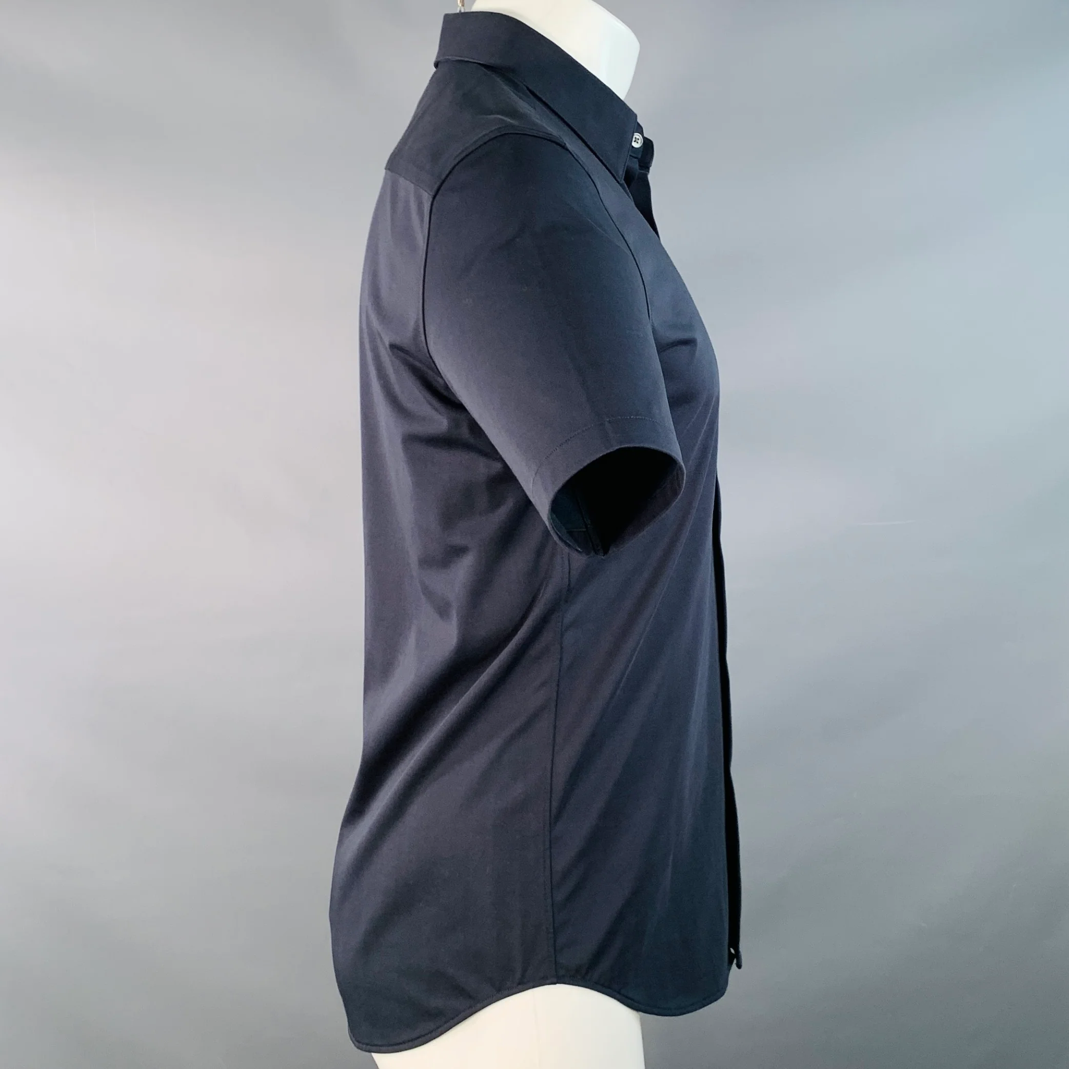 THEORY Size S Black Viscose Stretch Short Sleeve Shirt - Image 2
