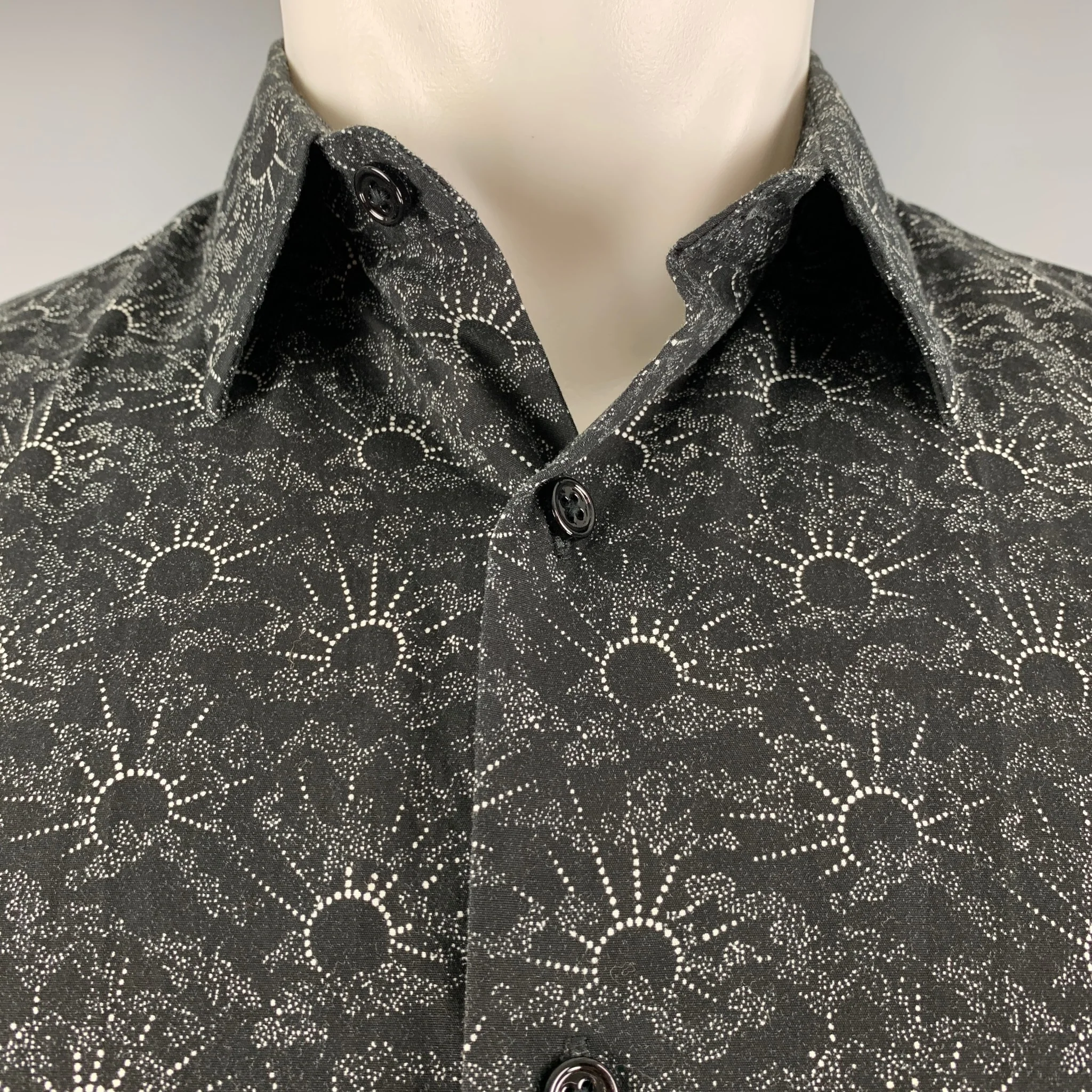 THEORY Size S Black White Abstract Cotton Long Sleeve Shirt - Image 2