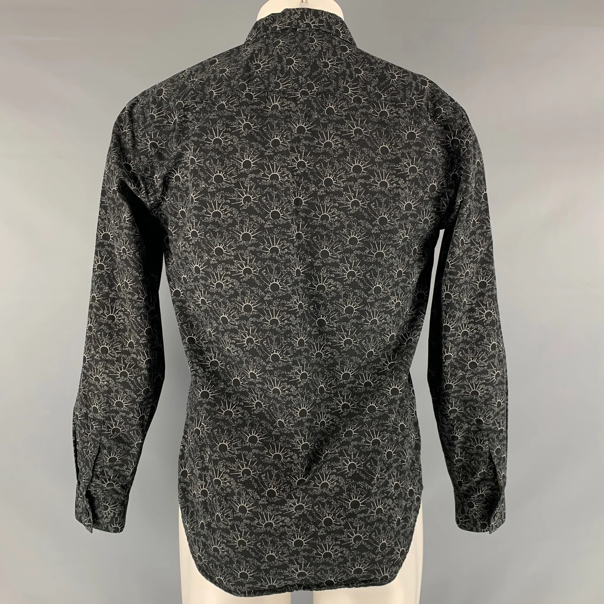 THEORY Size S Black White Abstract Cotton Long Sleeve Shirt - Image 4