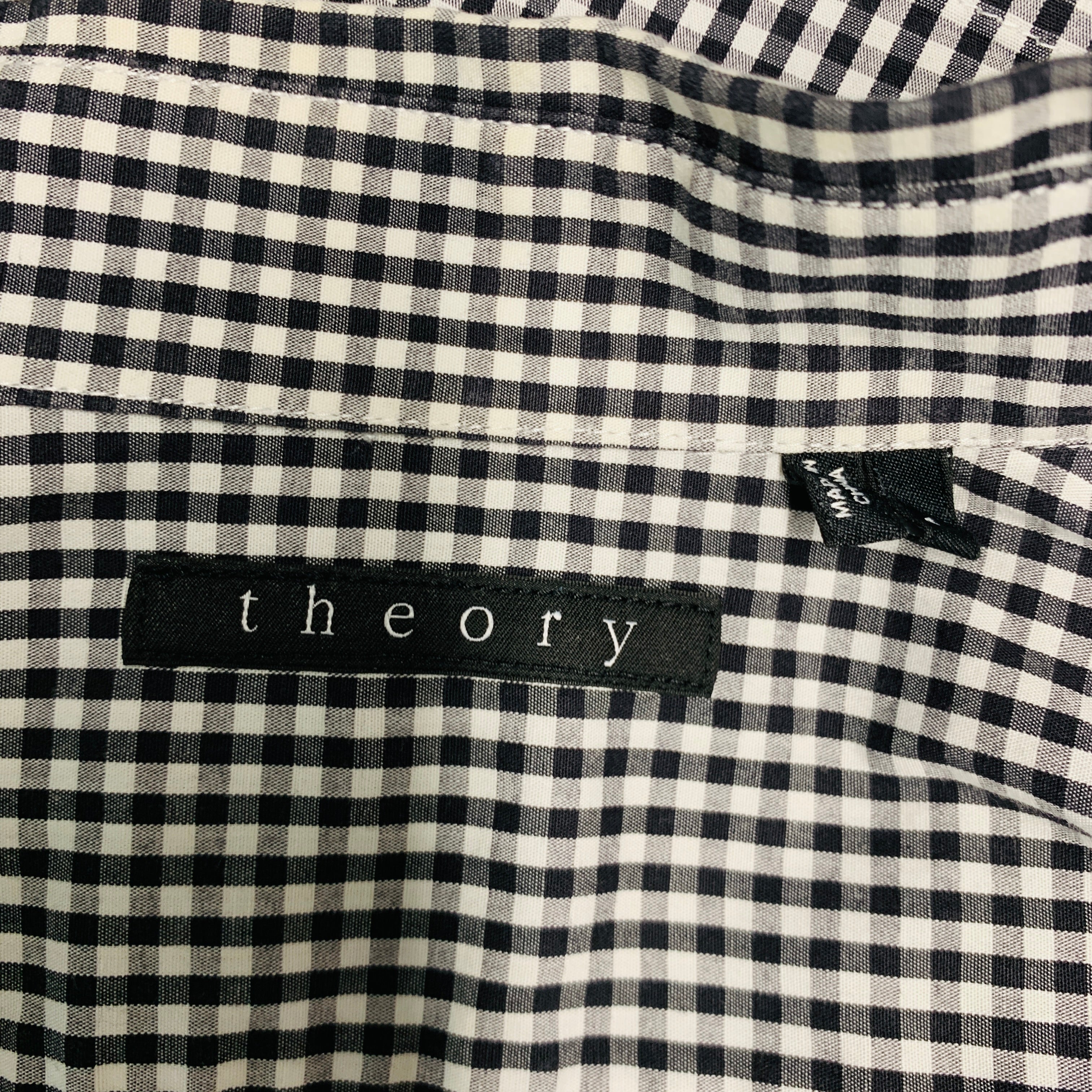 THEORY Size S Black White Checkered Cotton Button Up Long Sleeve Shirt - Image 5