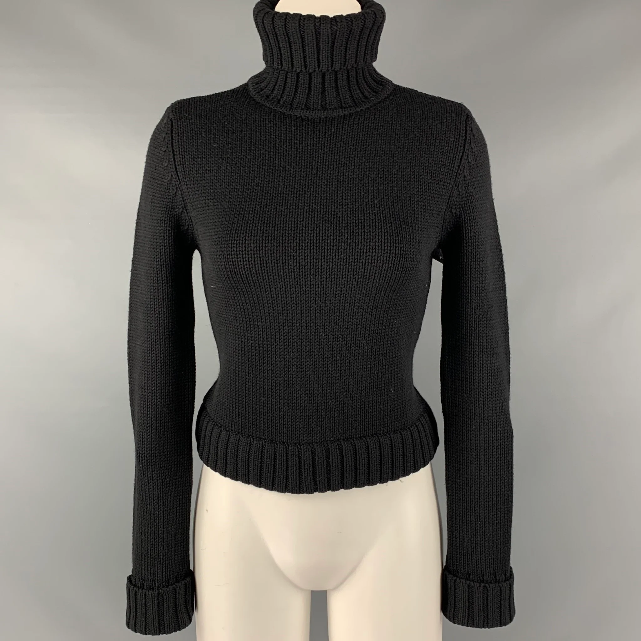 THEORY Size S Black Wool Turtleneck Casual Top
