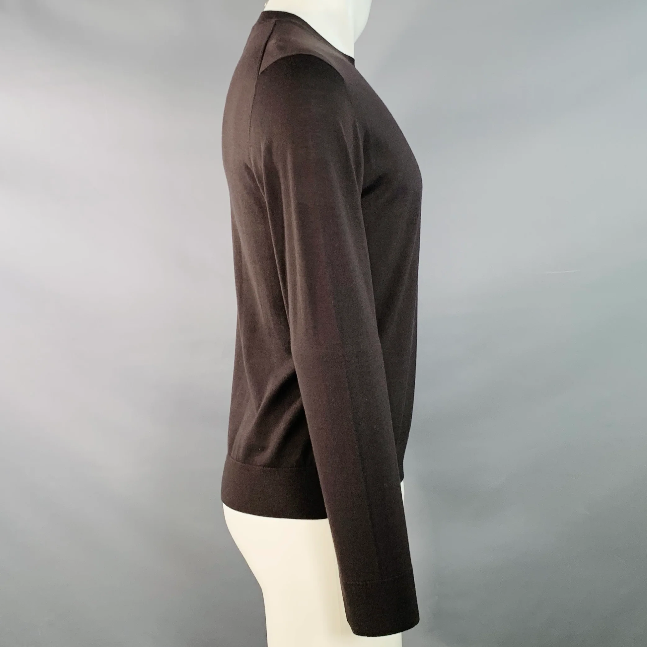THEORY Size S Brown Wool Jersey Long Sleeve Crew Neck Pullover - Image 2