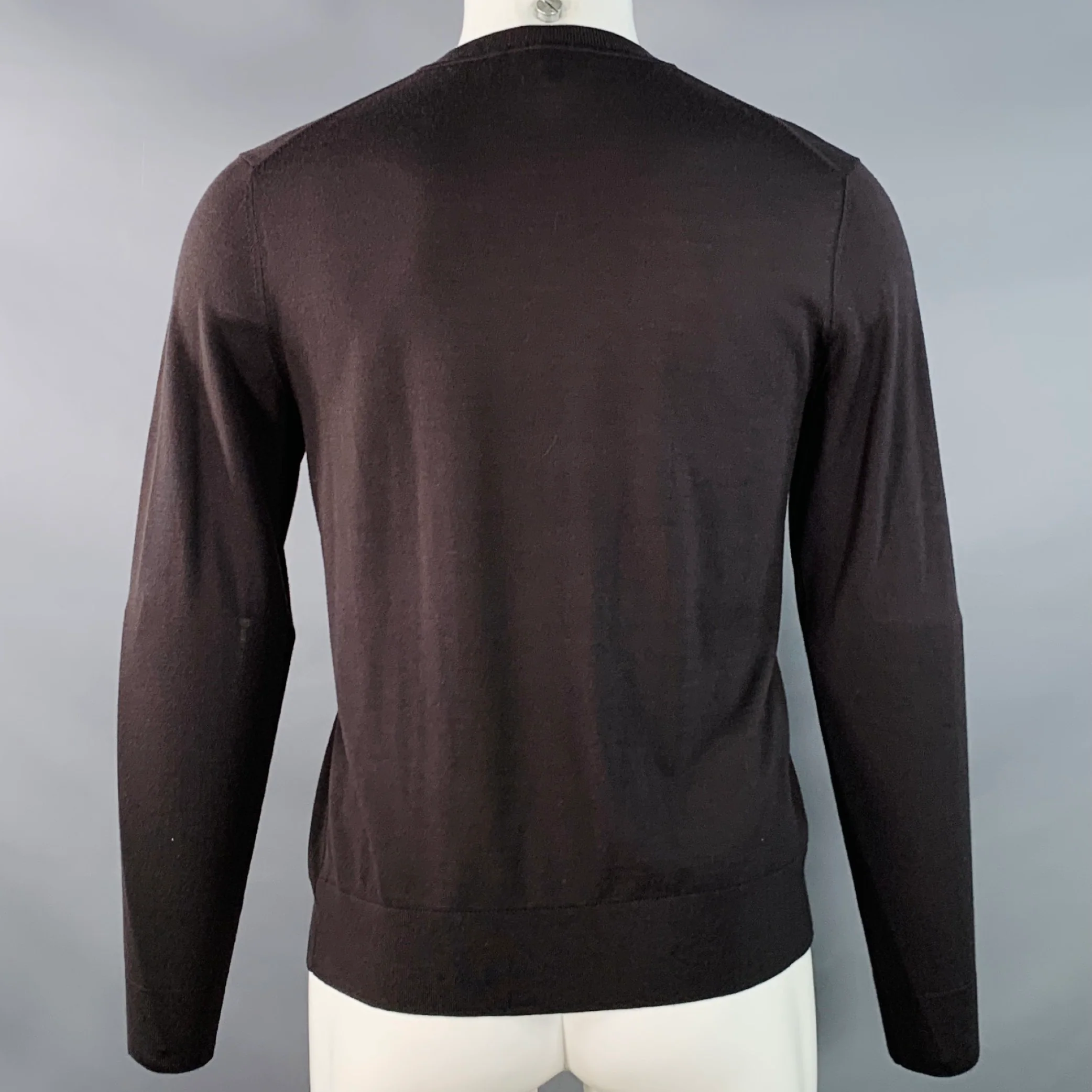 THEORY Size S Brown Wool Jersey Long Sleeve Crew Neck Pullover - Image 3