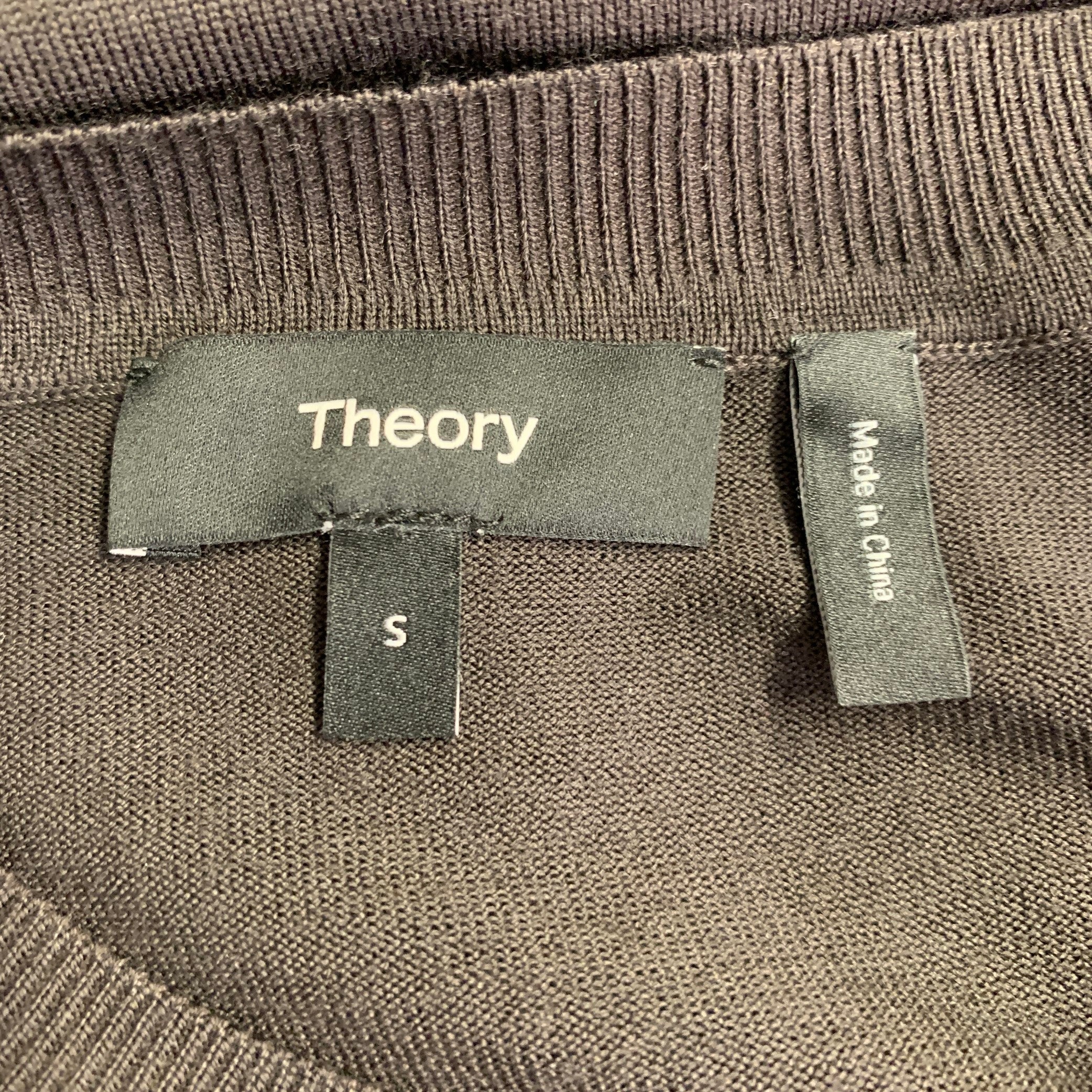 THEORY Size S Brown Wool Jersey Long Sleeve Crew Neck Pullover - Image 4
