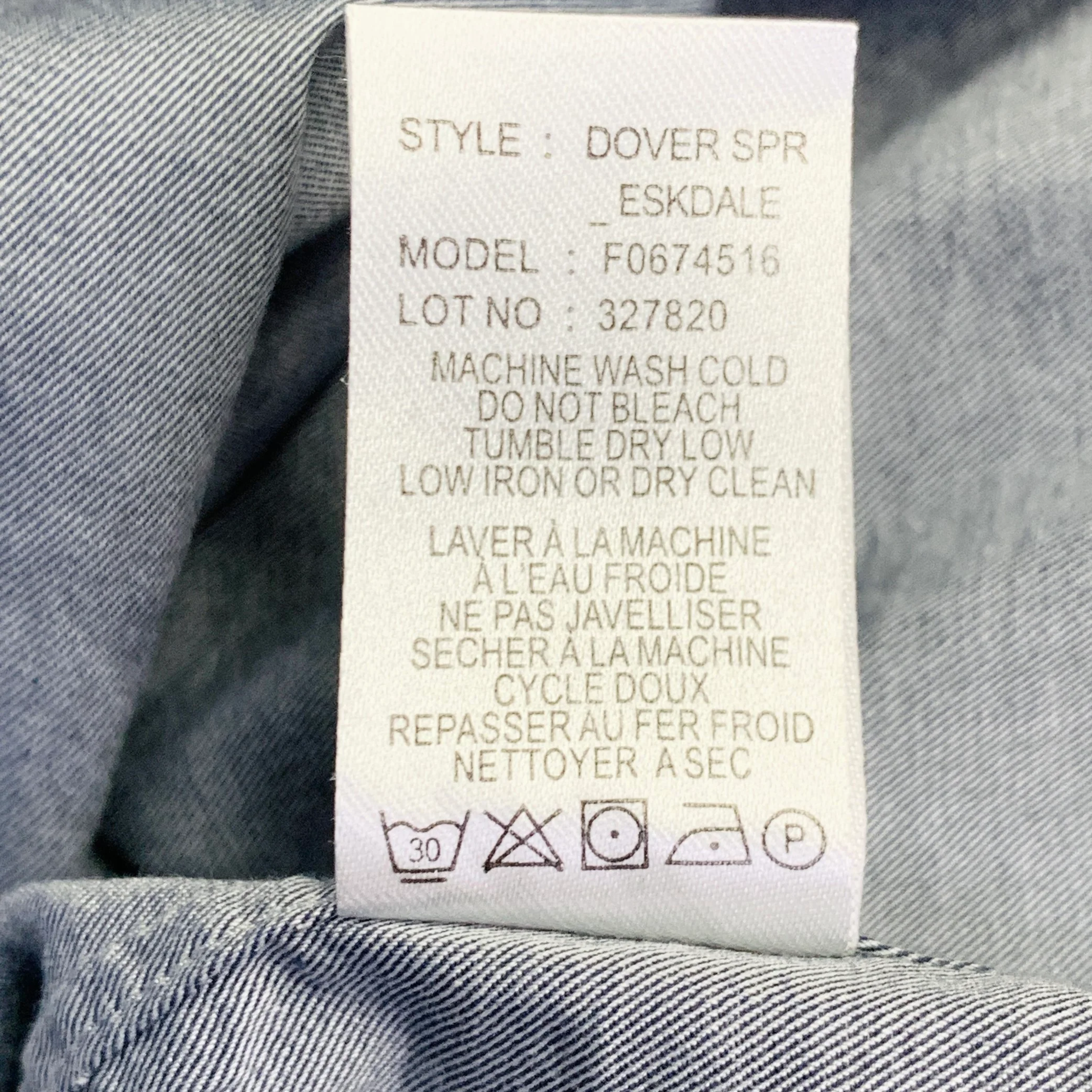 THEORY Size S Grey Cotton Blend Curved Cutaway Long Sleeve Shirt - Image 8