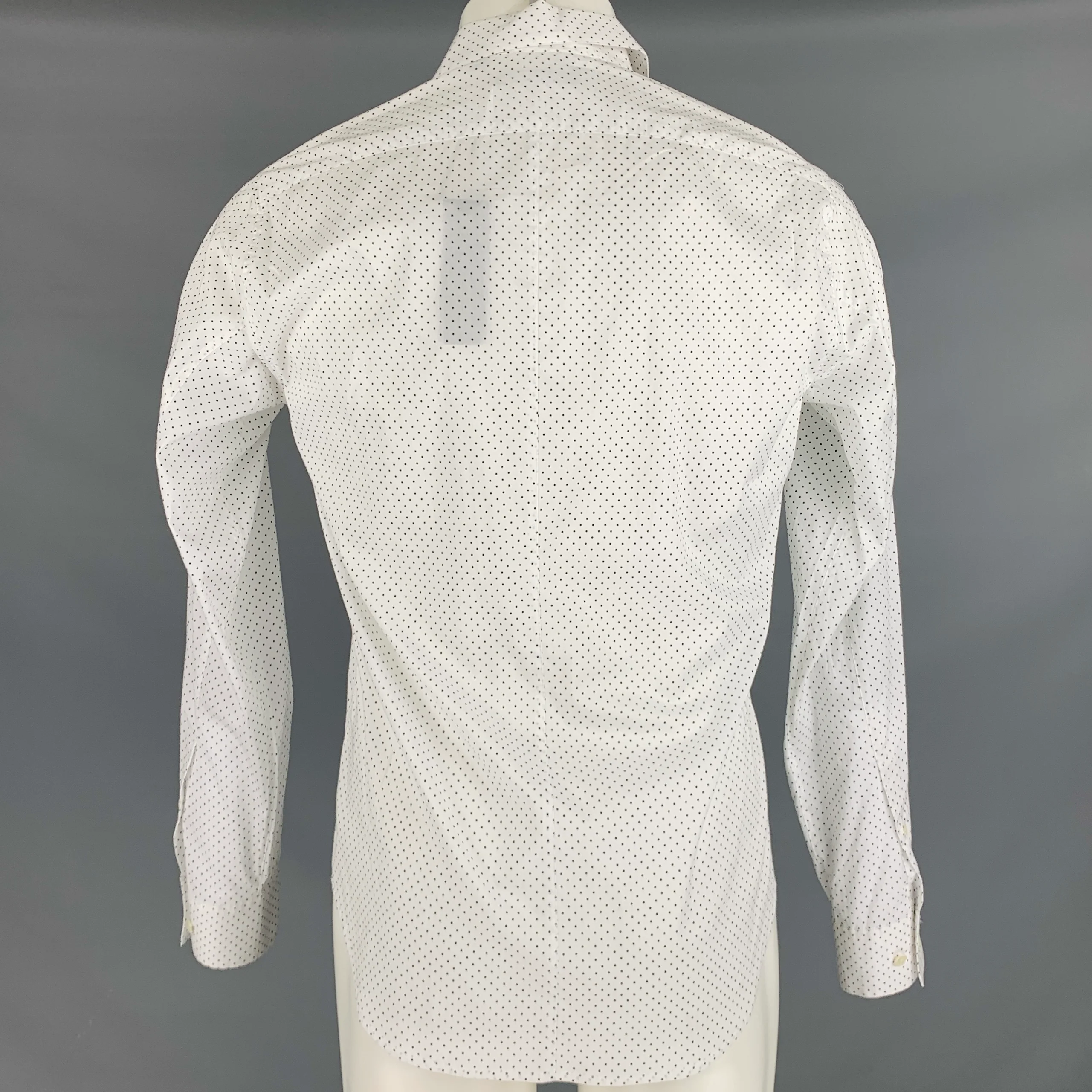 THEORY Size S White Black Dots Cotton Button Up Long Sleeve Shirt - Image 4