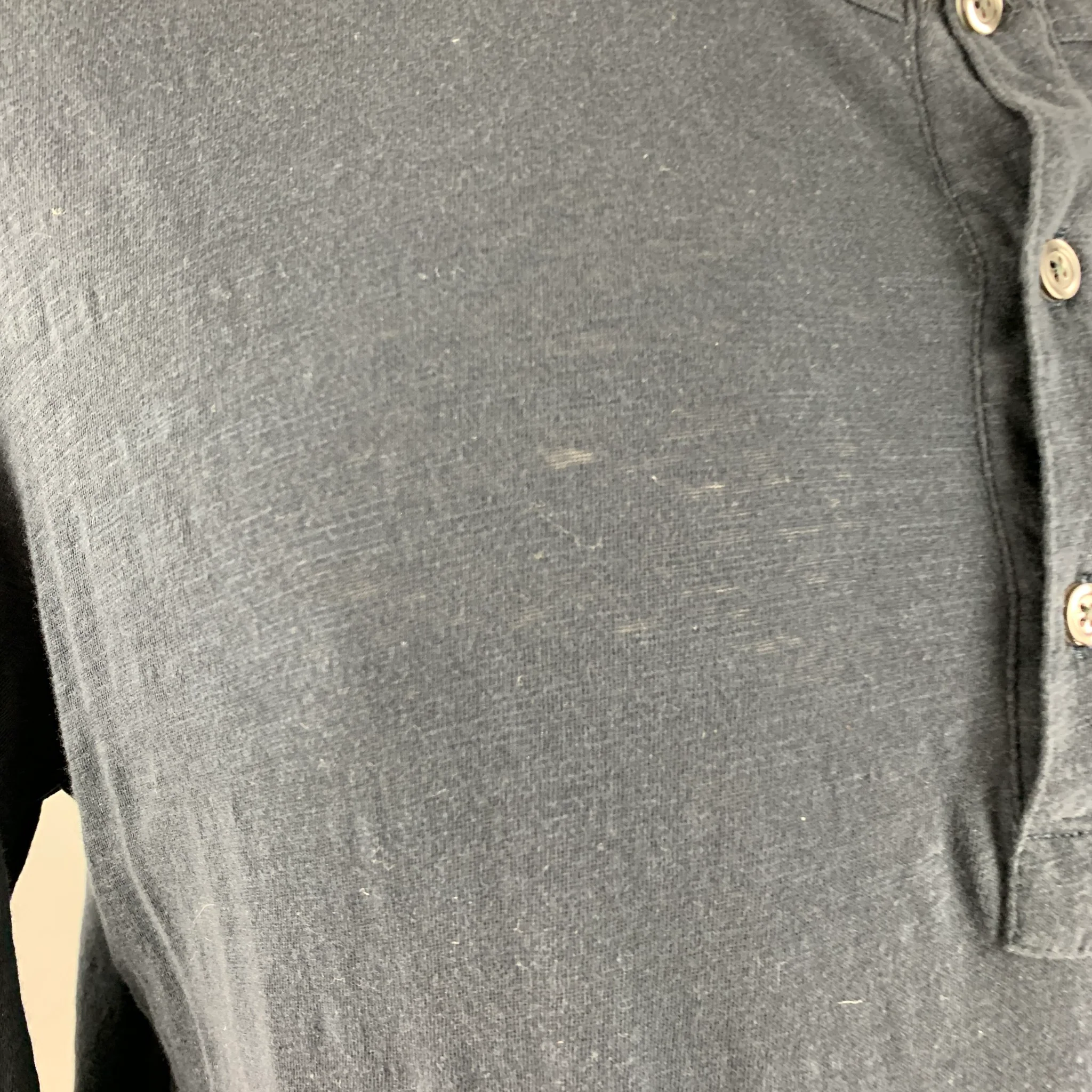 THEORY Size XL Navy Cotton Henley Pullover - Image 4
