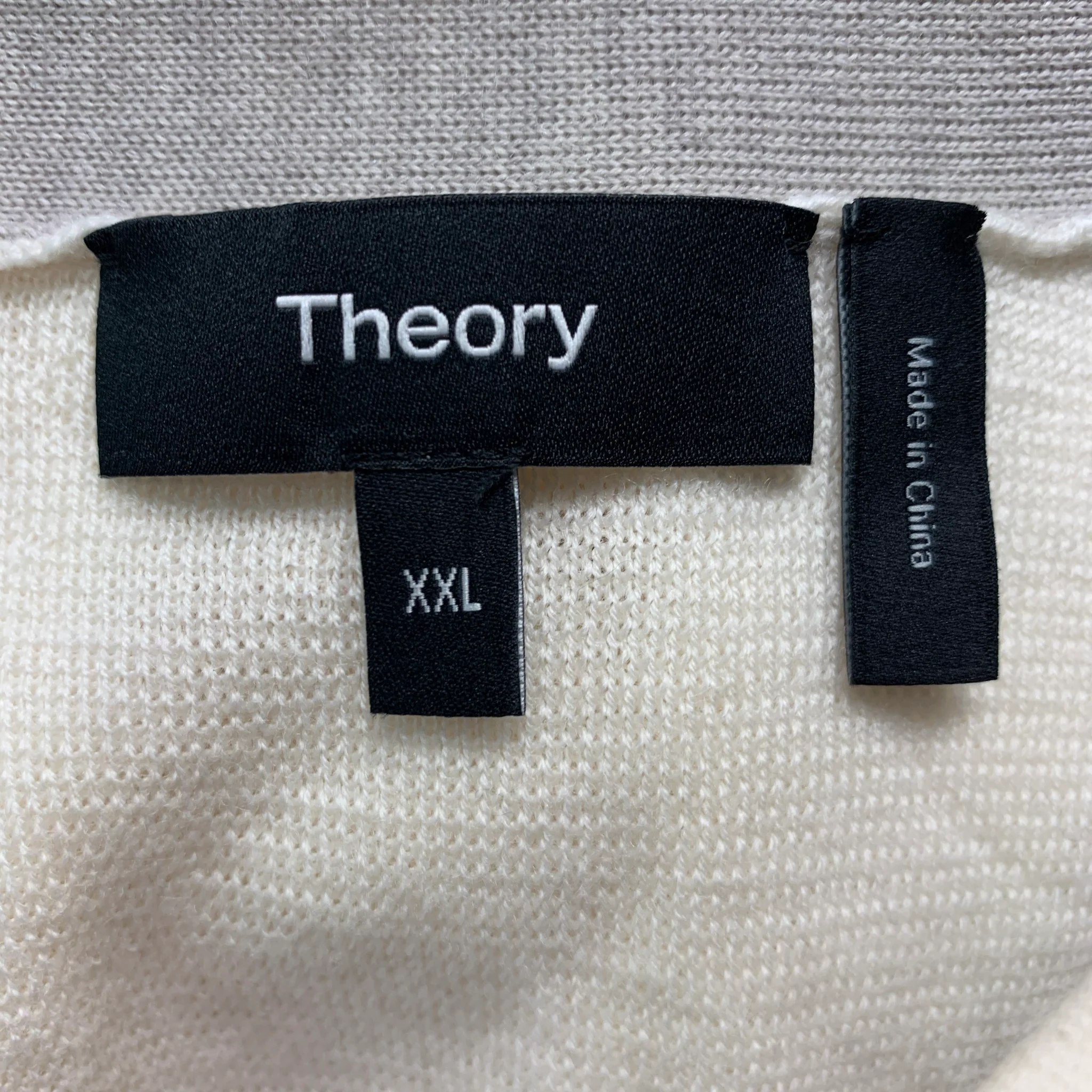 THEORY Size XXL Cream Taupe Merino Wool Blend V-Neck Cardigan - Image 4