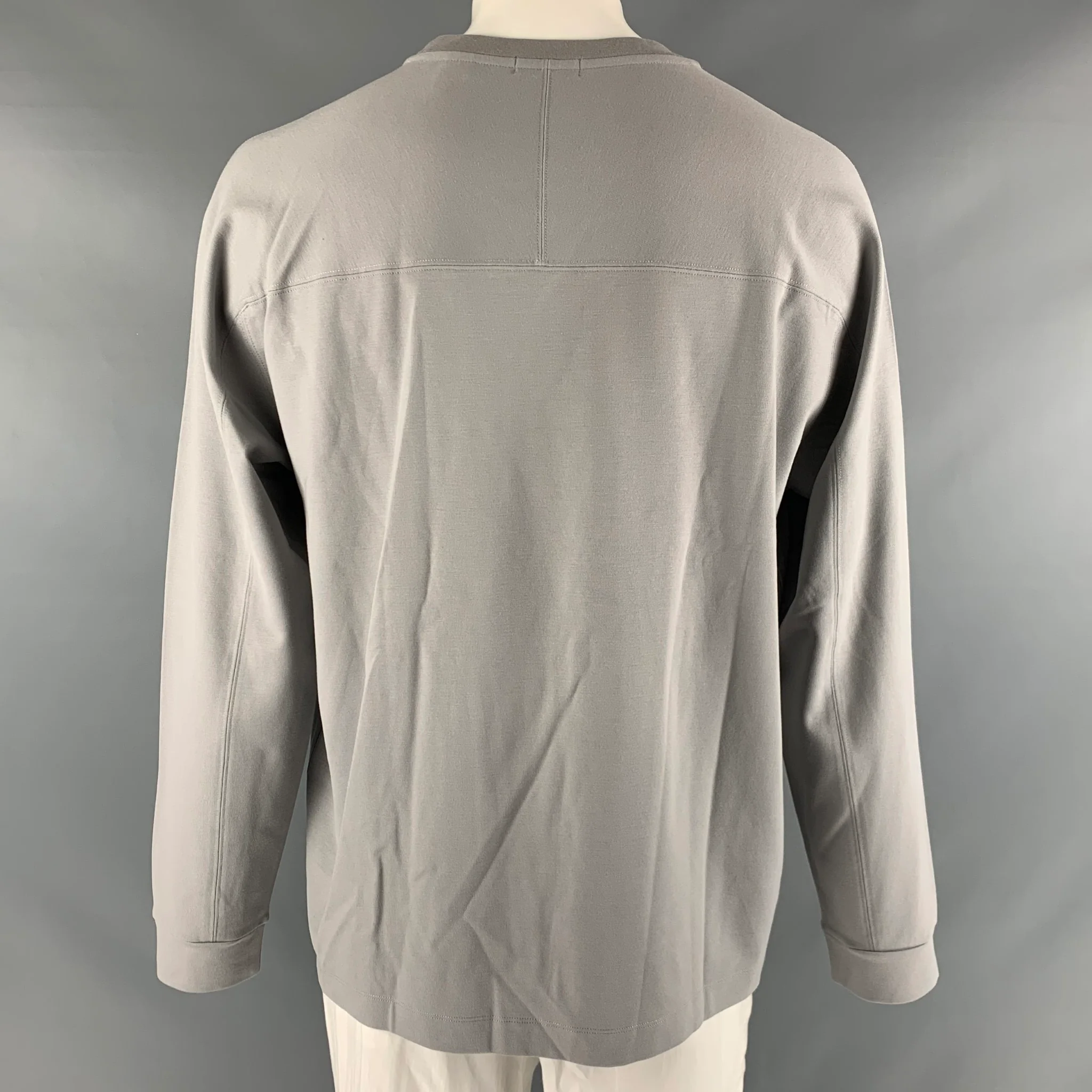 THEORY Size XXL Grey Viscose Crew-Neck Pullover - Image 3