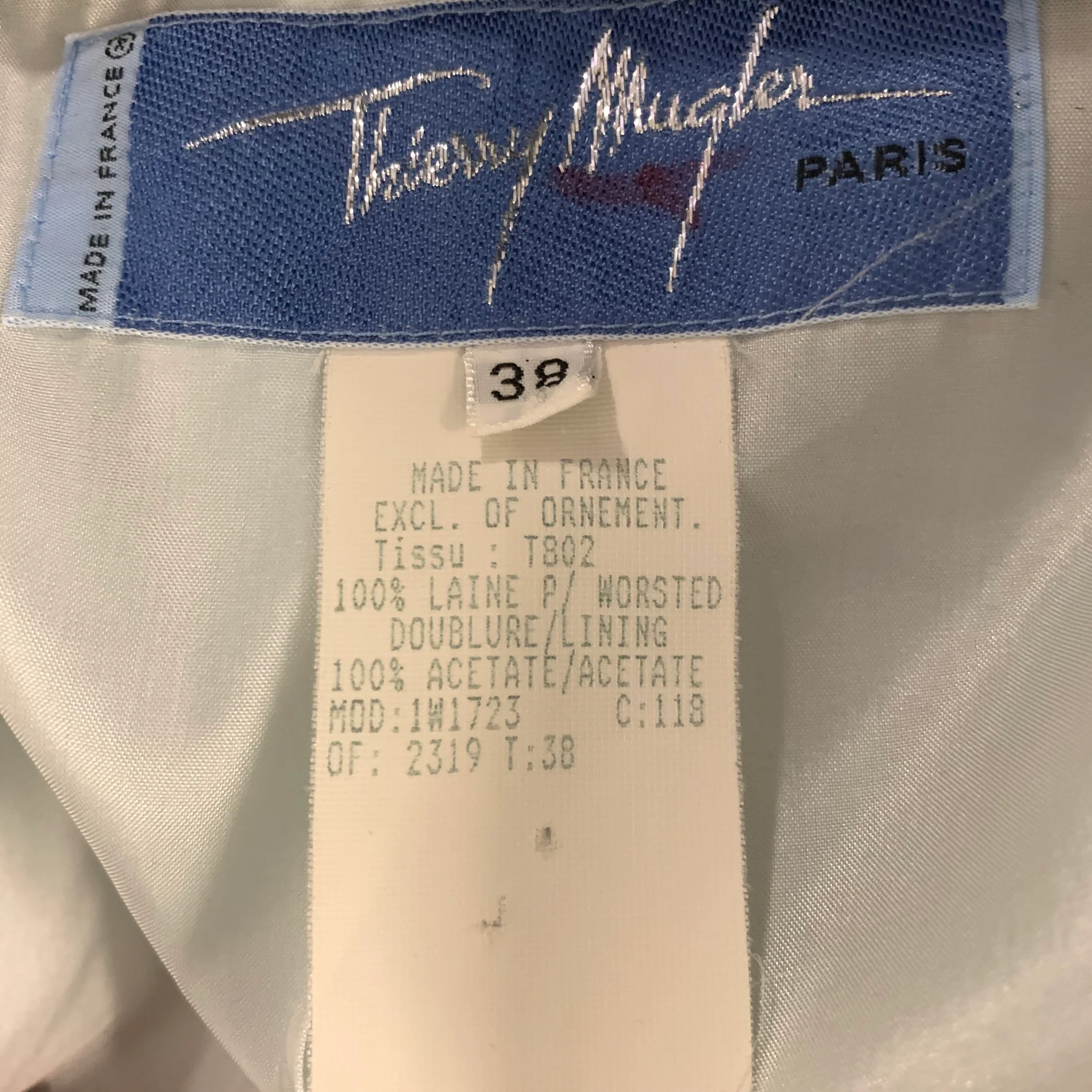 THIERRY MUGLER Size 6 Gray Light Blue Wool Blazer Jacket Indoor Blazer - Image 4