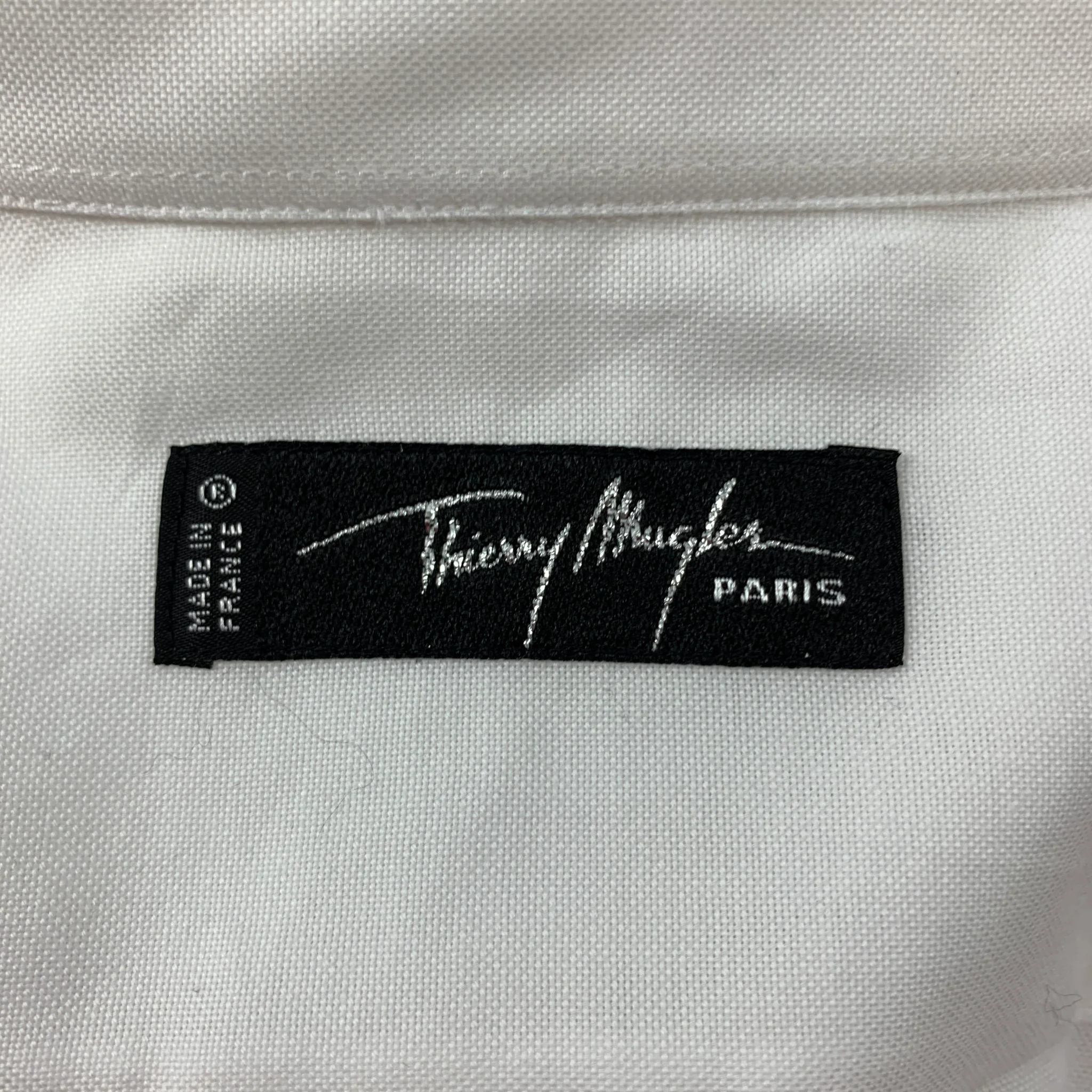 THIERRY MUGLER Size L White Cotton Snaps Long Sleeve Shirt - Image 6