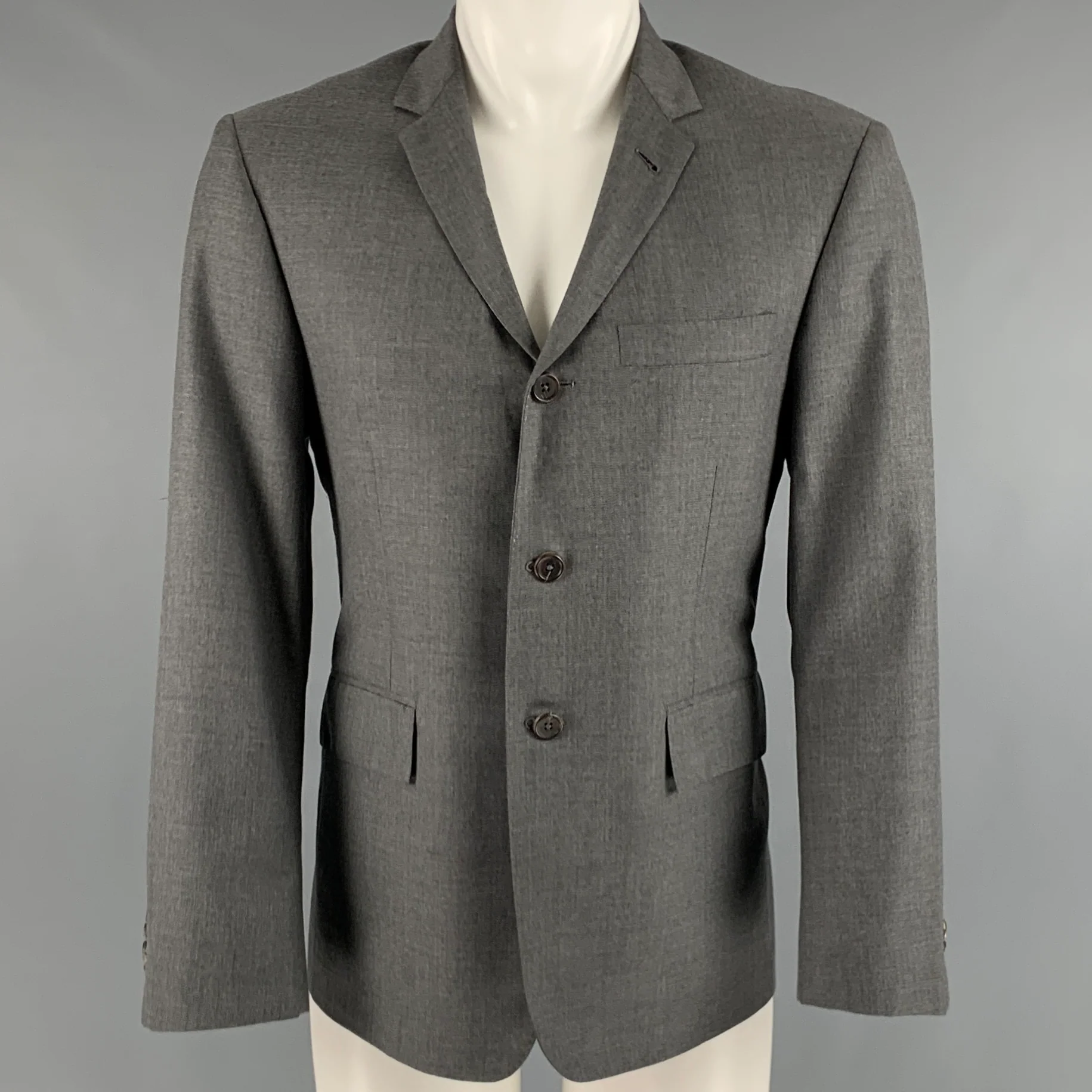 THOM BROWNE Size 40 Grey Tweed 3 button Sport Coat