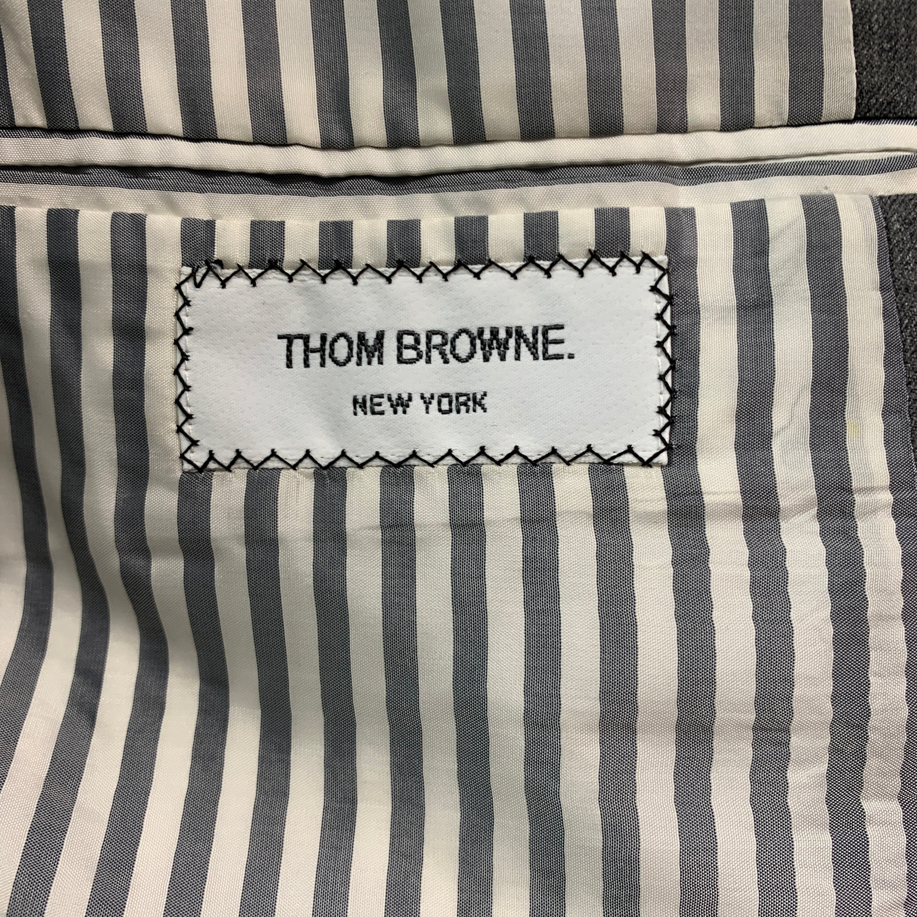 THOM BROWNE Size 40 Grey Tweed 3 button Sport Coat - Image 5