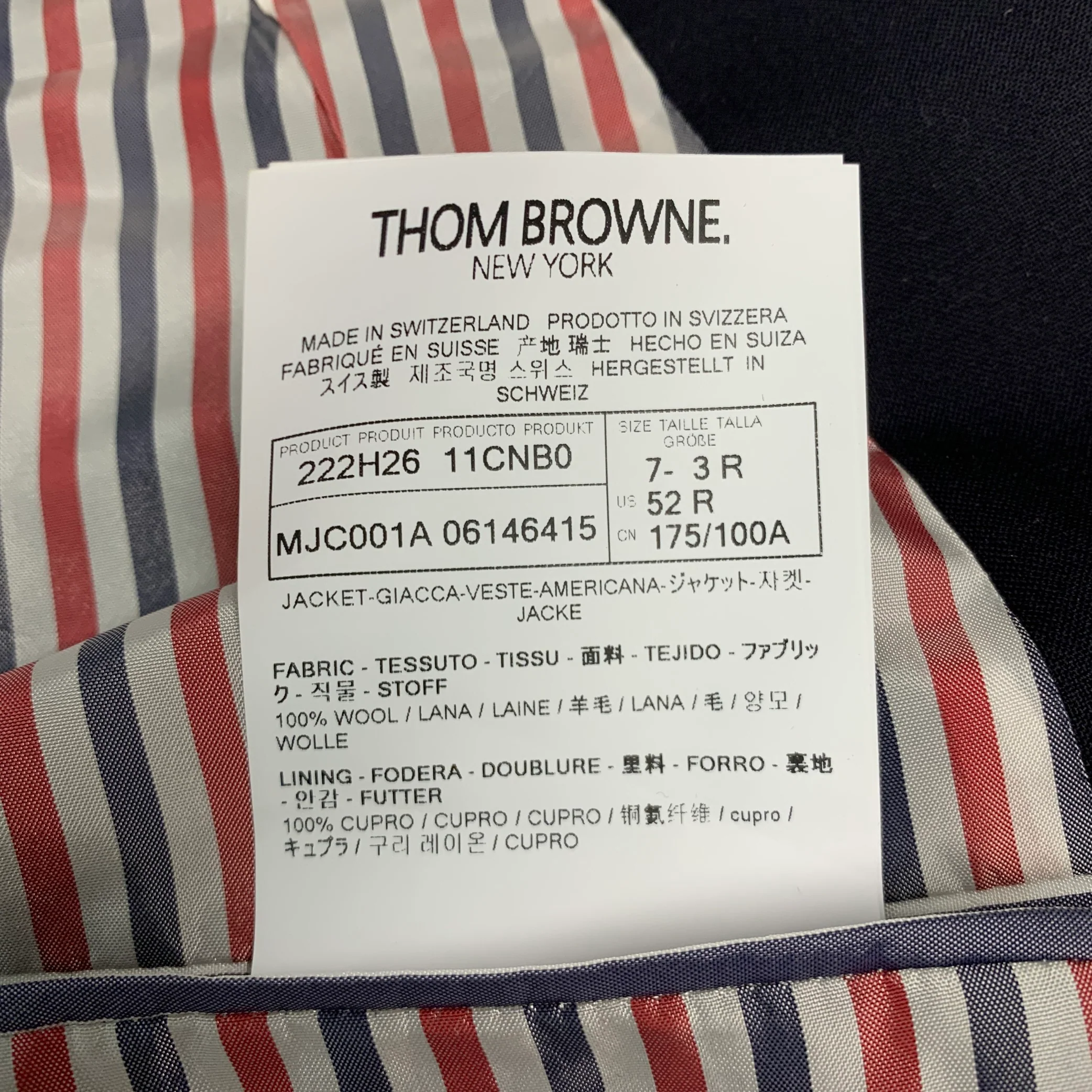 THOM BROWNE Size 42 Navy Stripe Wool Notch Lapel Sport Coat - Image 11