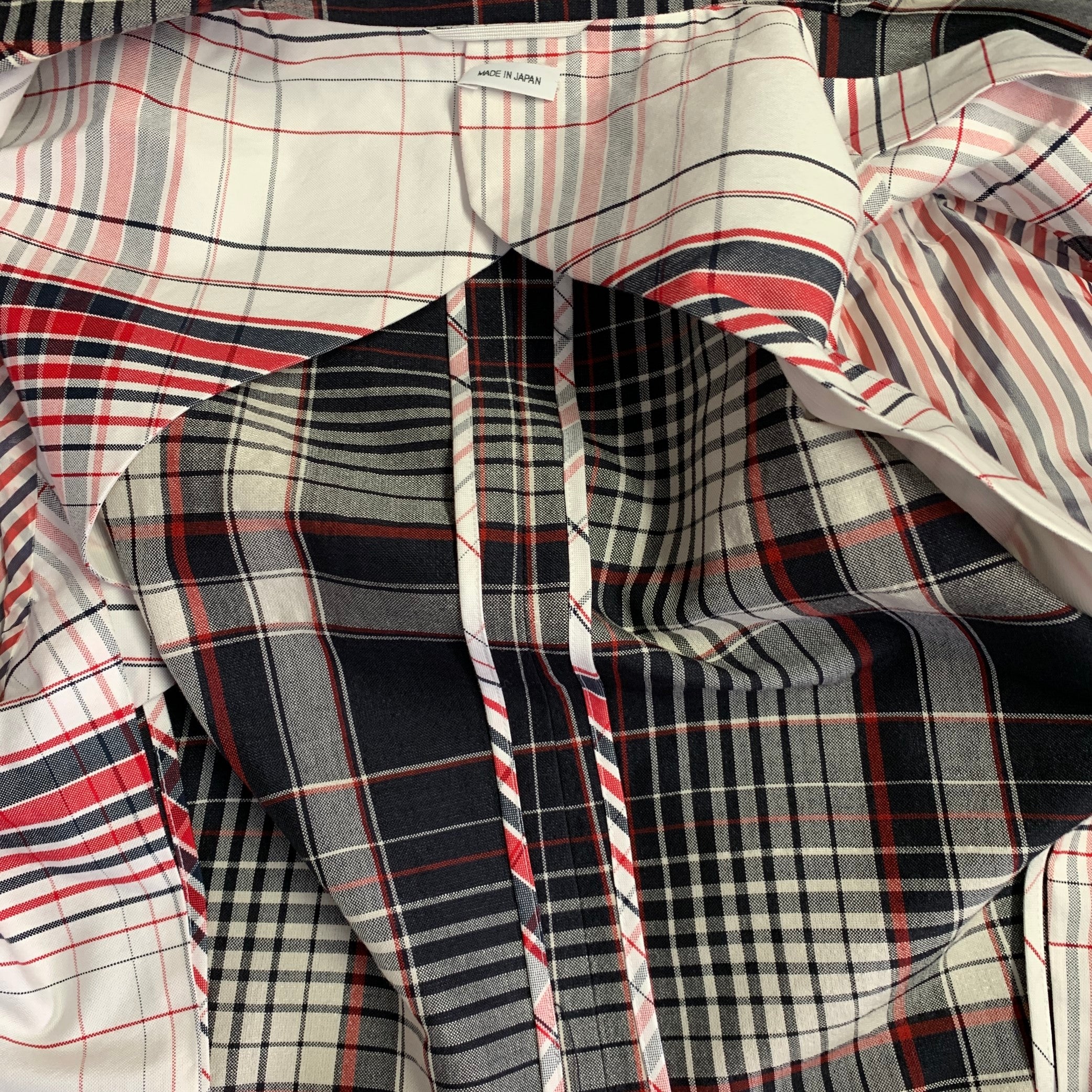 THOM BROWNE Size 42 Navy White Red Plaid Wool Mohair Silk Suit - Image 9