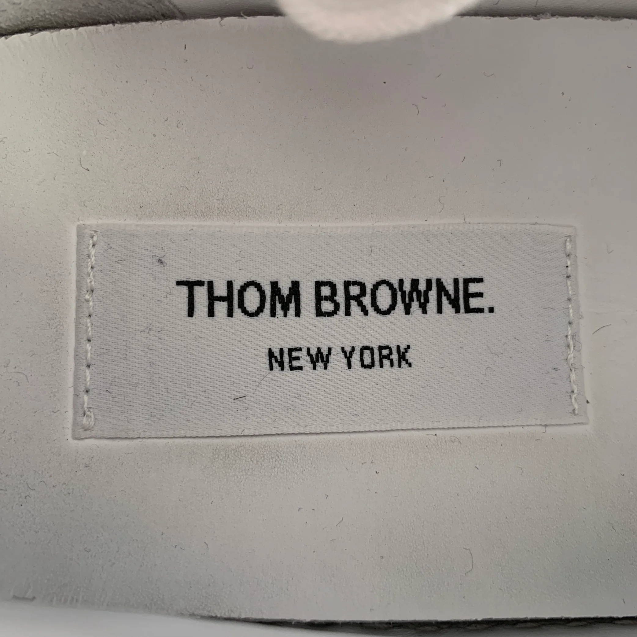 THOM BROWNE Size 8 White Beige Leather Rubber Sole Sneakers - Image 7