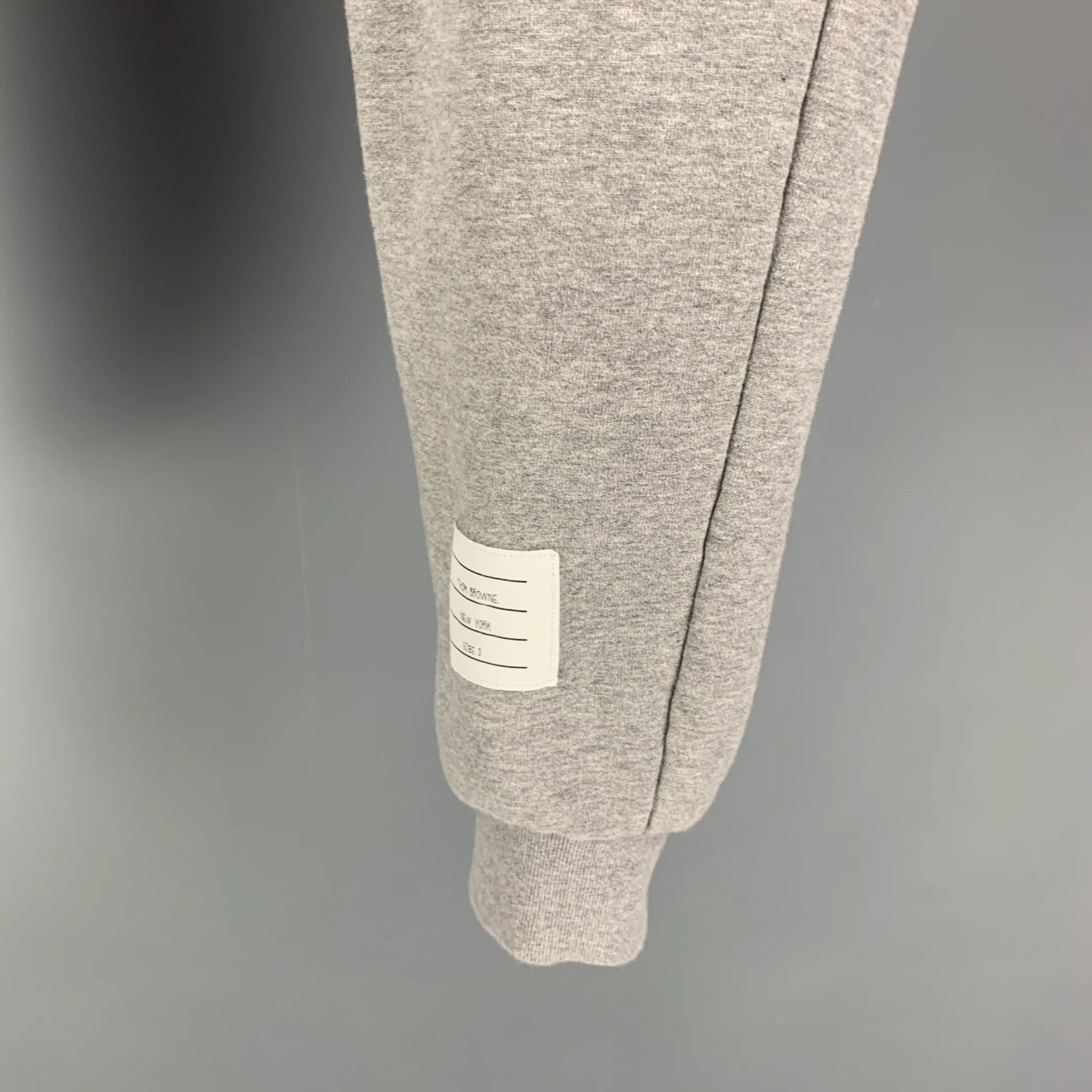 THOM BROWNE Size L Grey White Stripe Cotton Sweatpants Casual Pants - Image 2