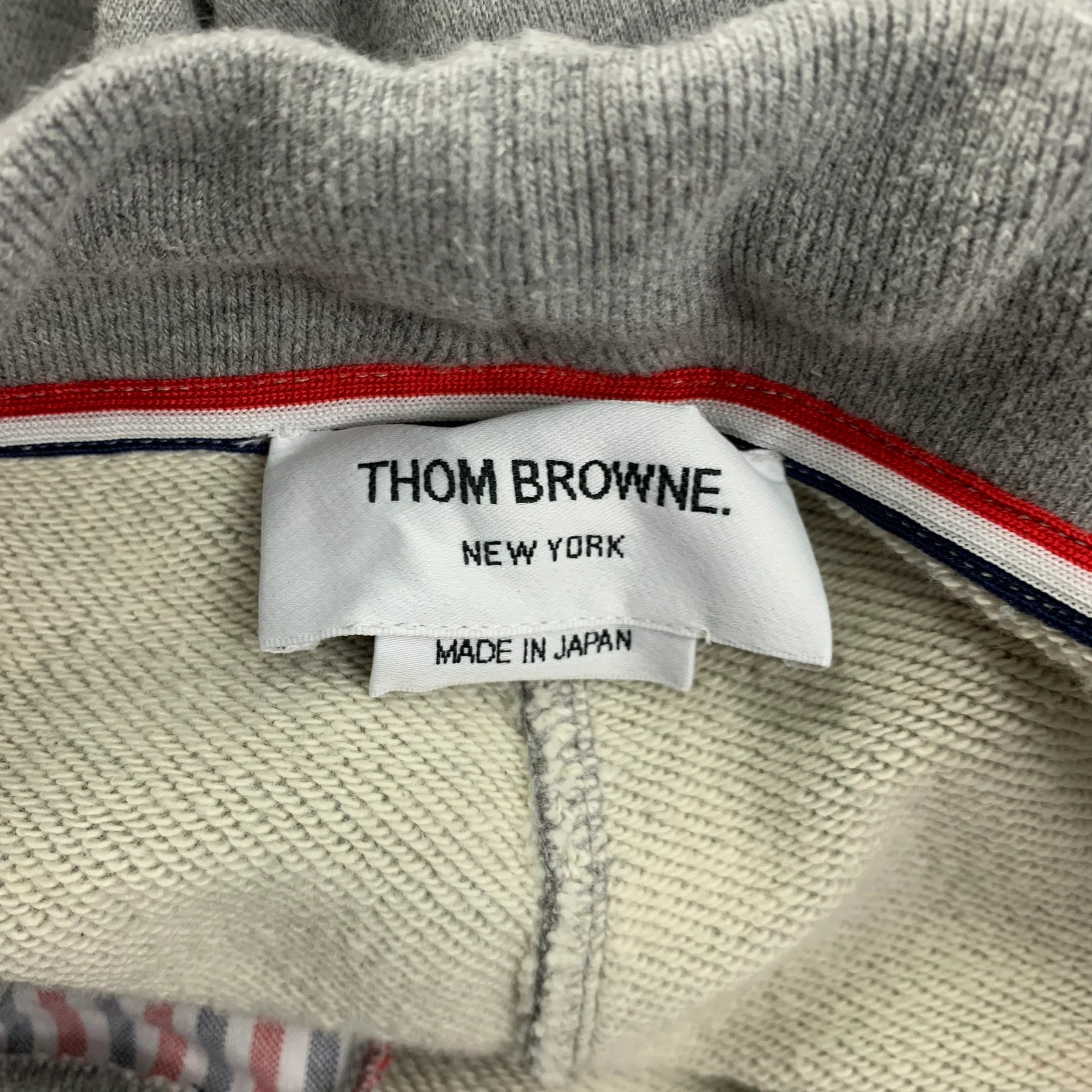 THOM BROWNE Size L Grey White Stripe Cotton Sweatpants Casual Pants - Image 5