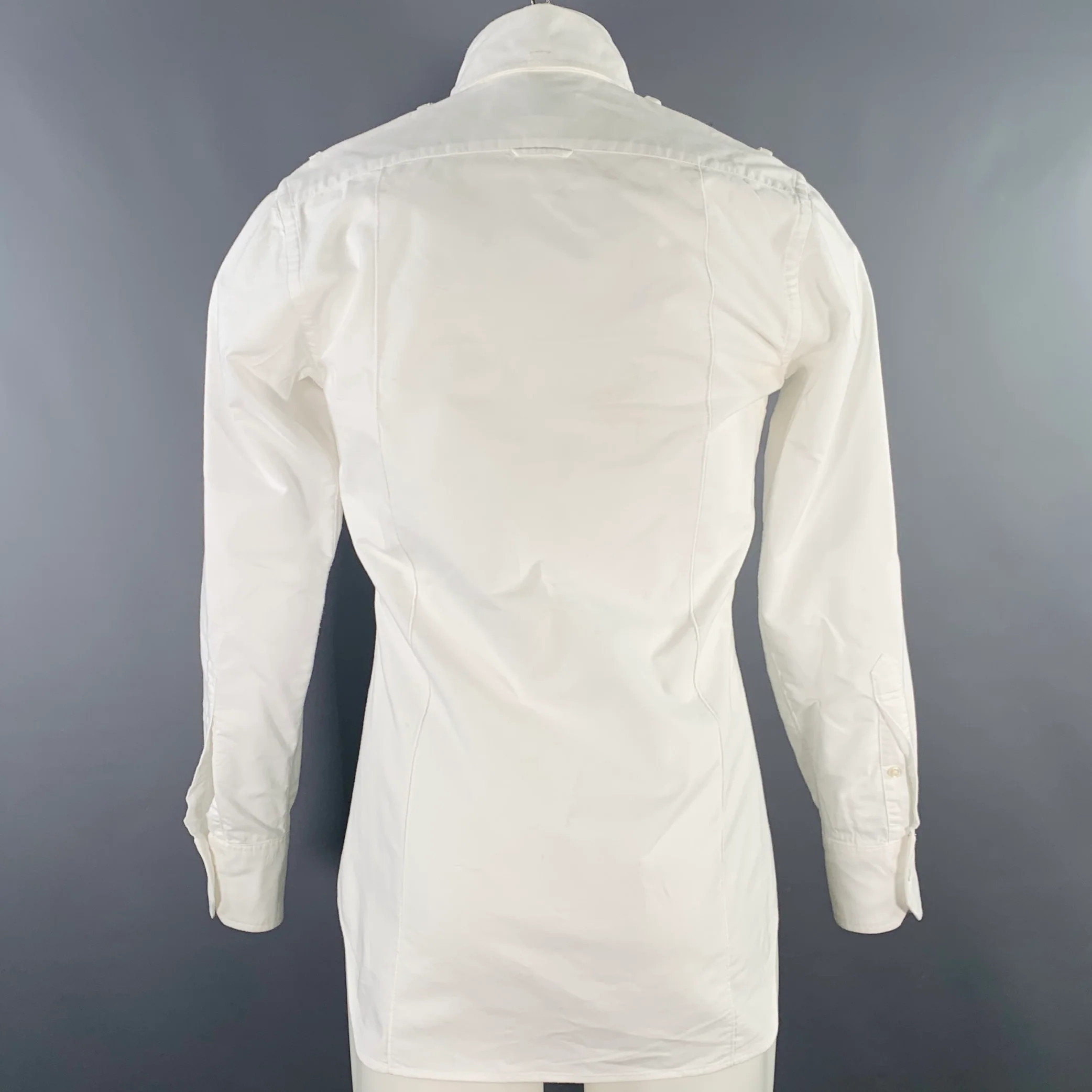 THOM BROWNE Size M White 2 Pockets Long Sleeve Shirt - Image 4
