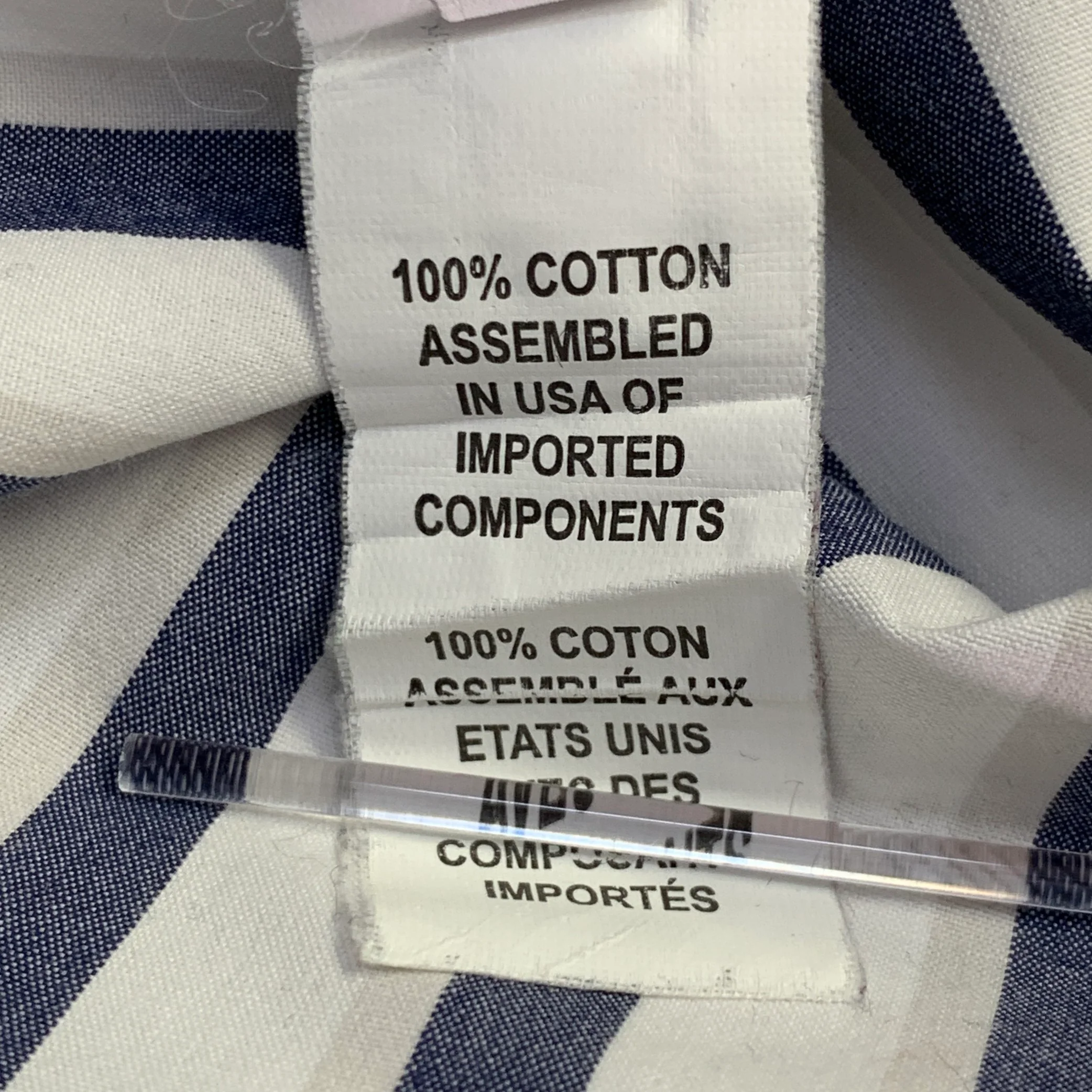 THOM BROWNE Size S White Navy Stripe Cotton One pocket Long Sleeve Shirt - Image 8