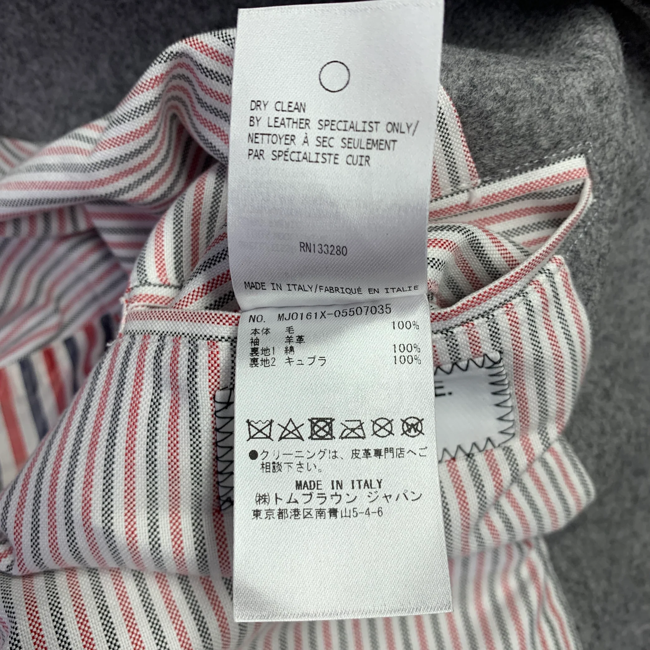 THOM BROWNE Size XL Grey White Mixed Materials Wool Varsity Jacket - Image 10