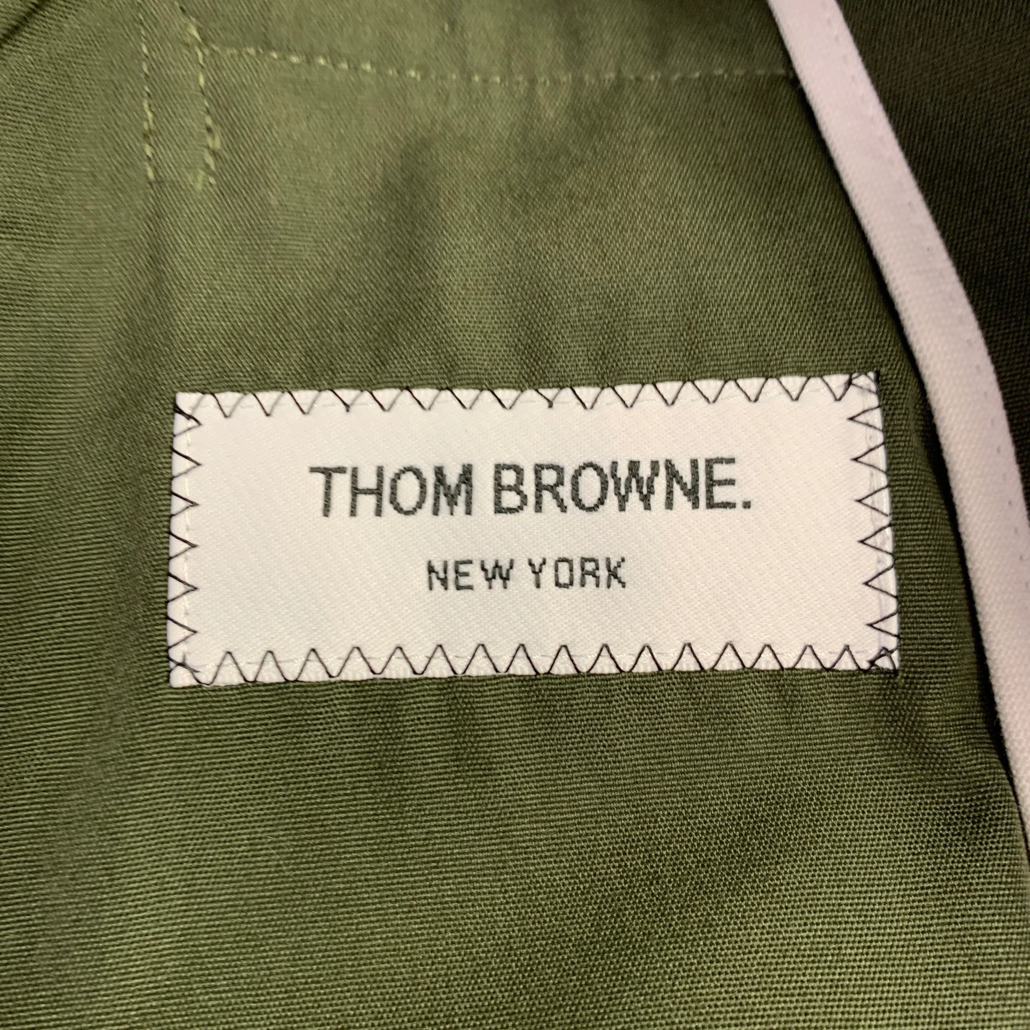 THOM BROWNE Size XS Green Olive Notch Lapel Jacket - Image 6