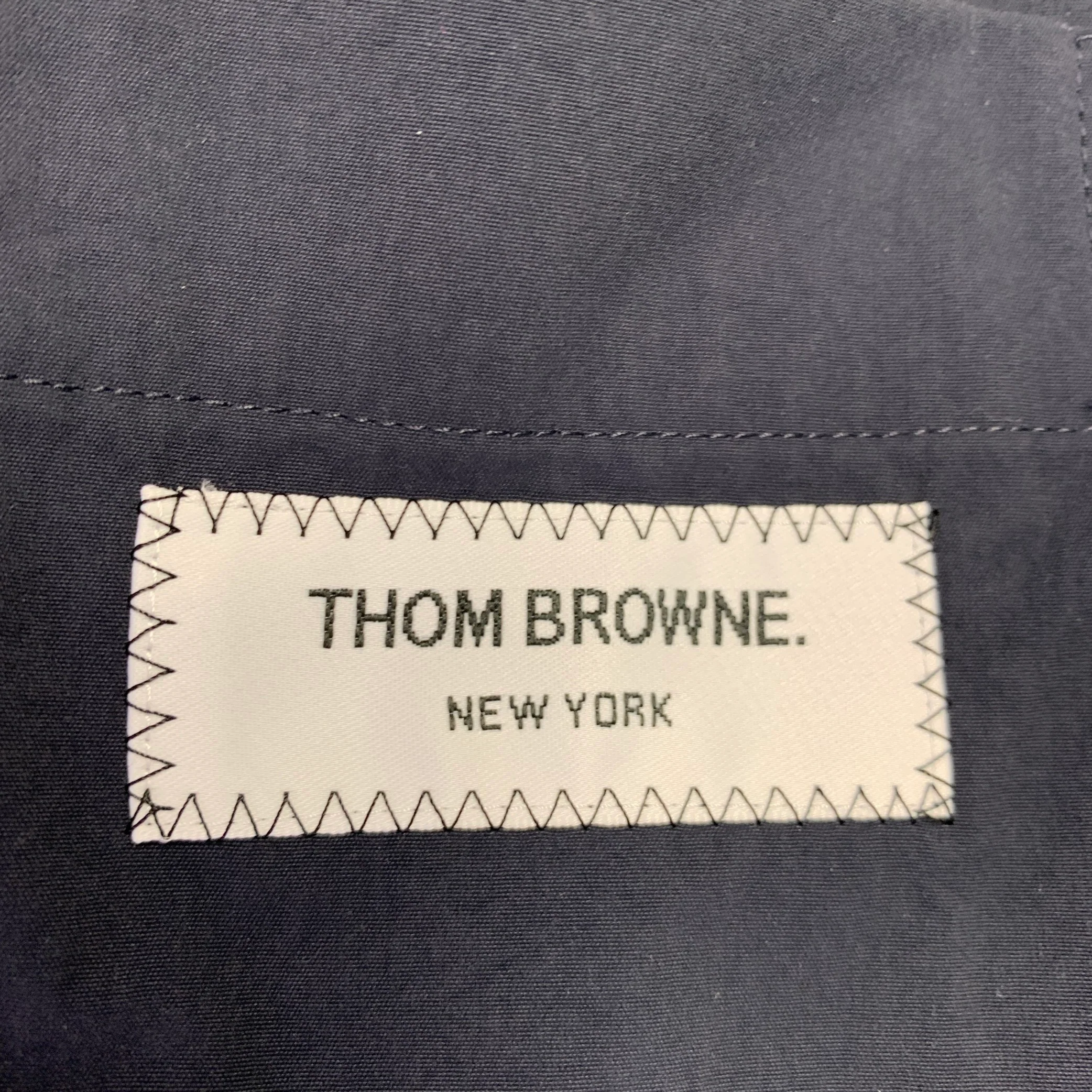 THOM BROWNE Size XXL Navy Nylon Long Sleeve Shirt Jacket - Image 4