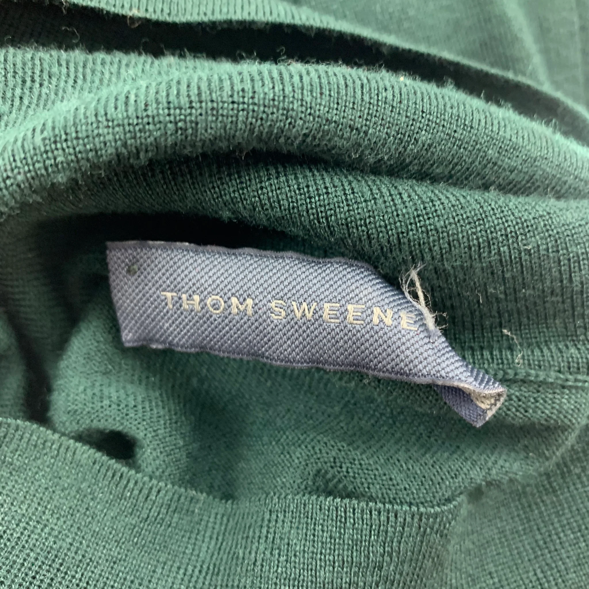 THOM SWEENEY Size L Green Knit Merino Wool Turtleneck Pullover - Image 5