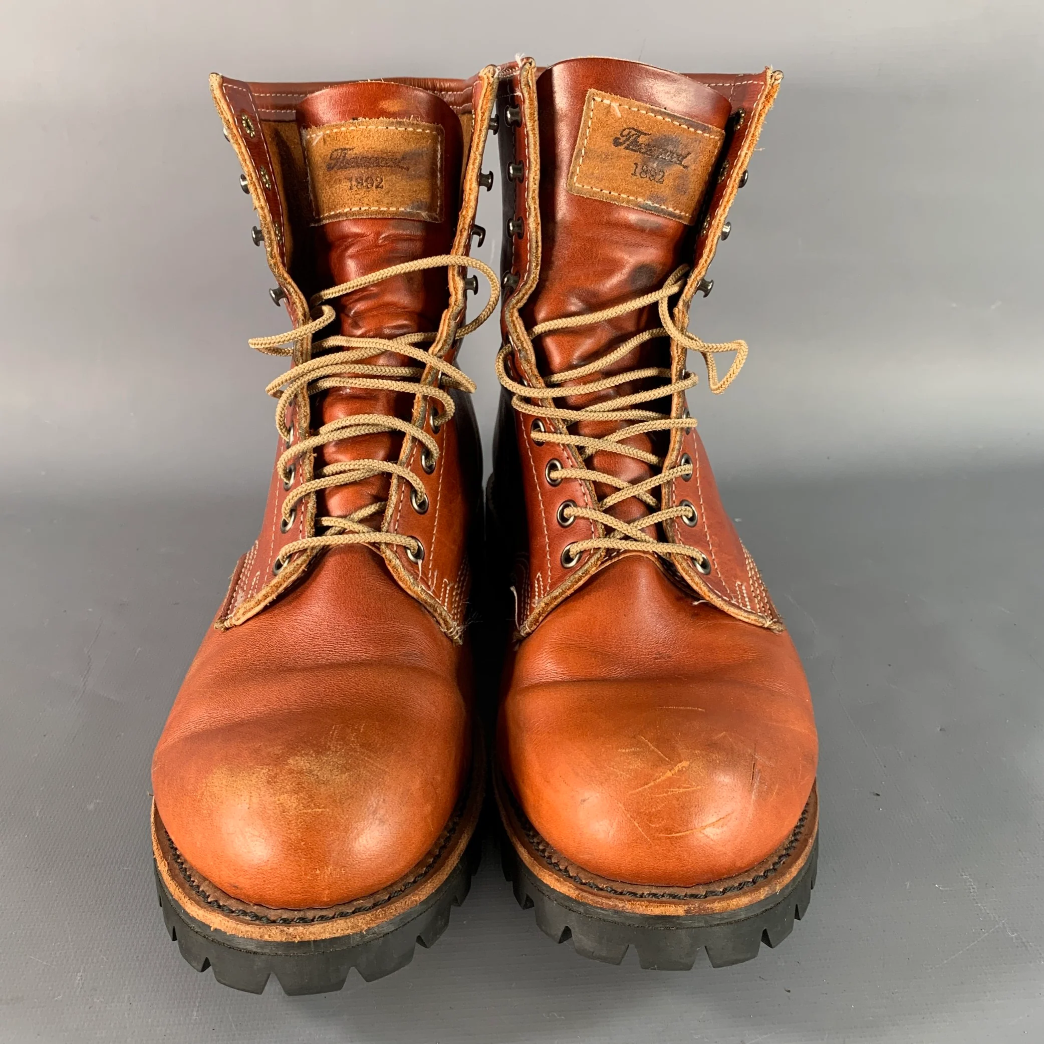 THOROGOOD Size 11 Brown Contrast Stitch Leather Lug Sole Boots - Image 4