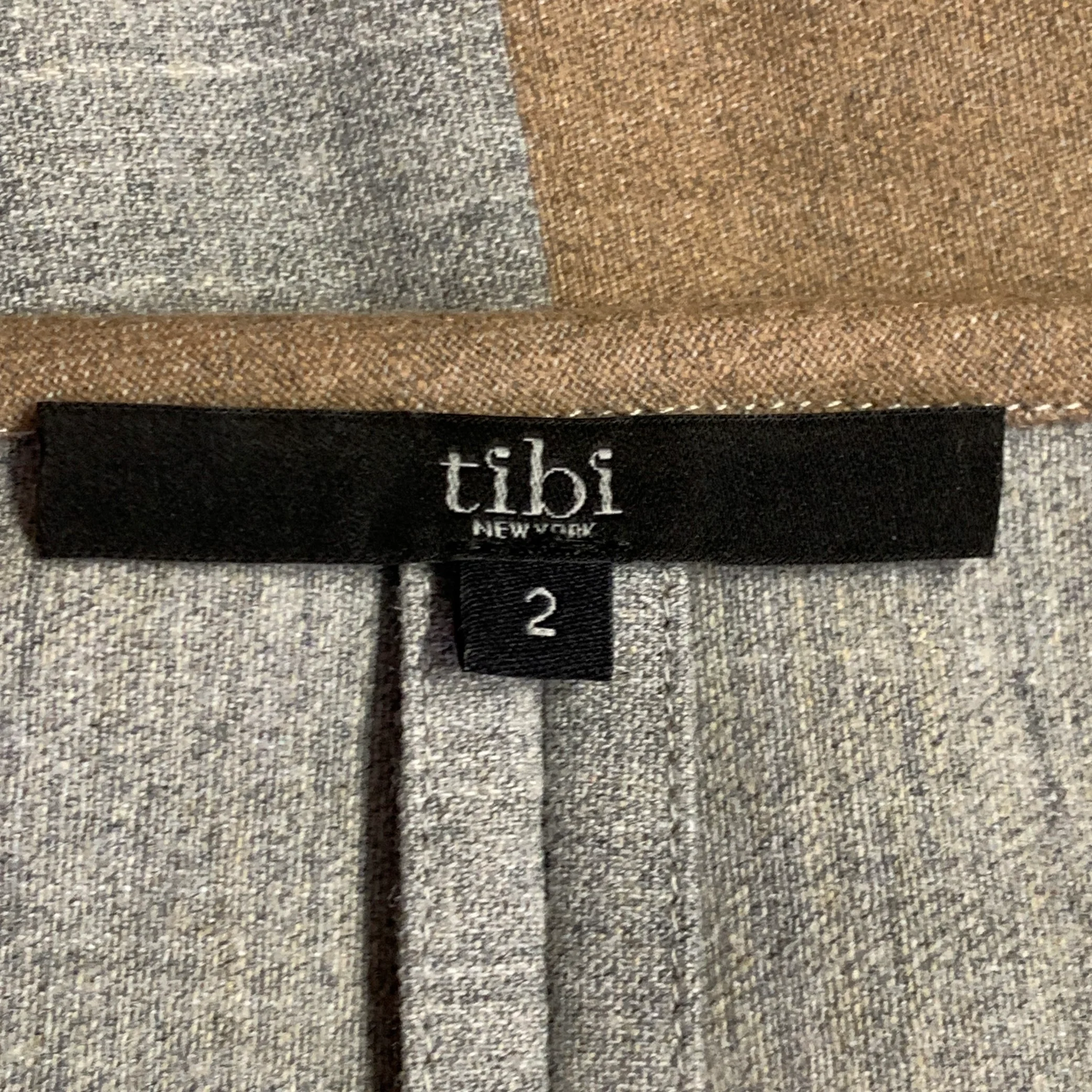 TIBI Size 2 Grey Tan Polyester Blend Stripe V-Neck Tie Casual Top - Image 4