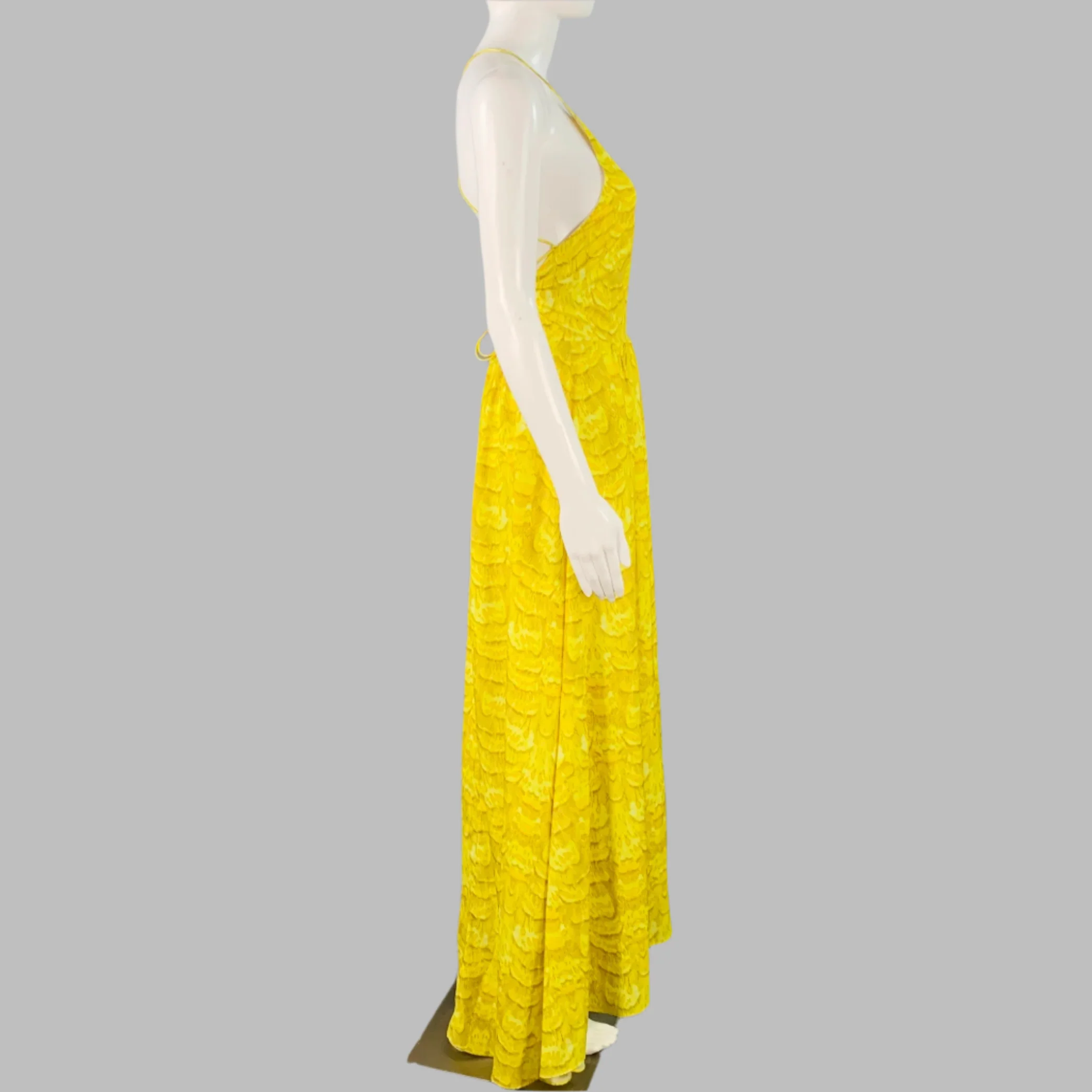 TIBI Size 2 Yellow Brown Polyester Print Halter Dress - Image 3