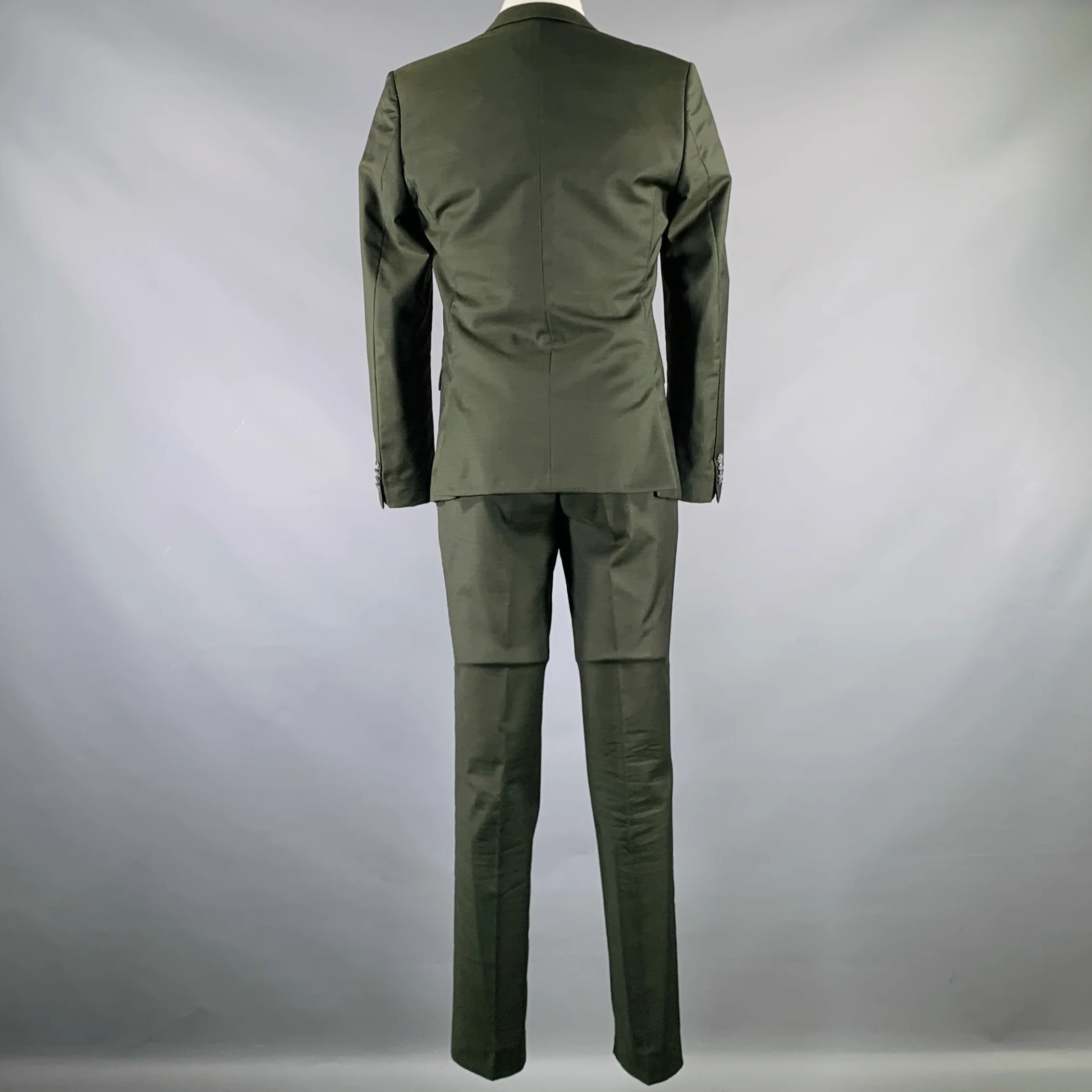 TIGER of SWEDEN Size 36 Forest Green Wool Notch Lapel Suit - Image 3