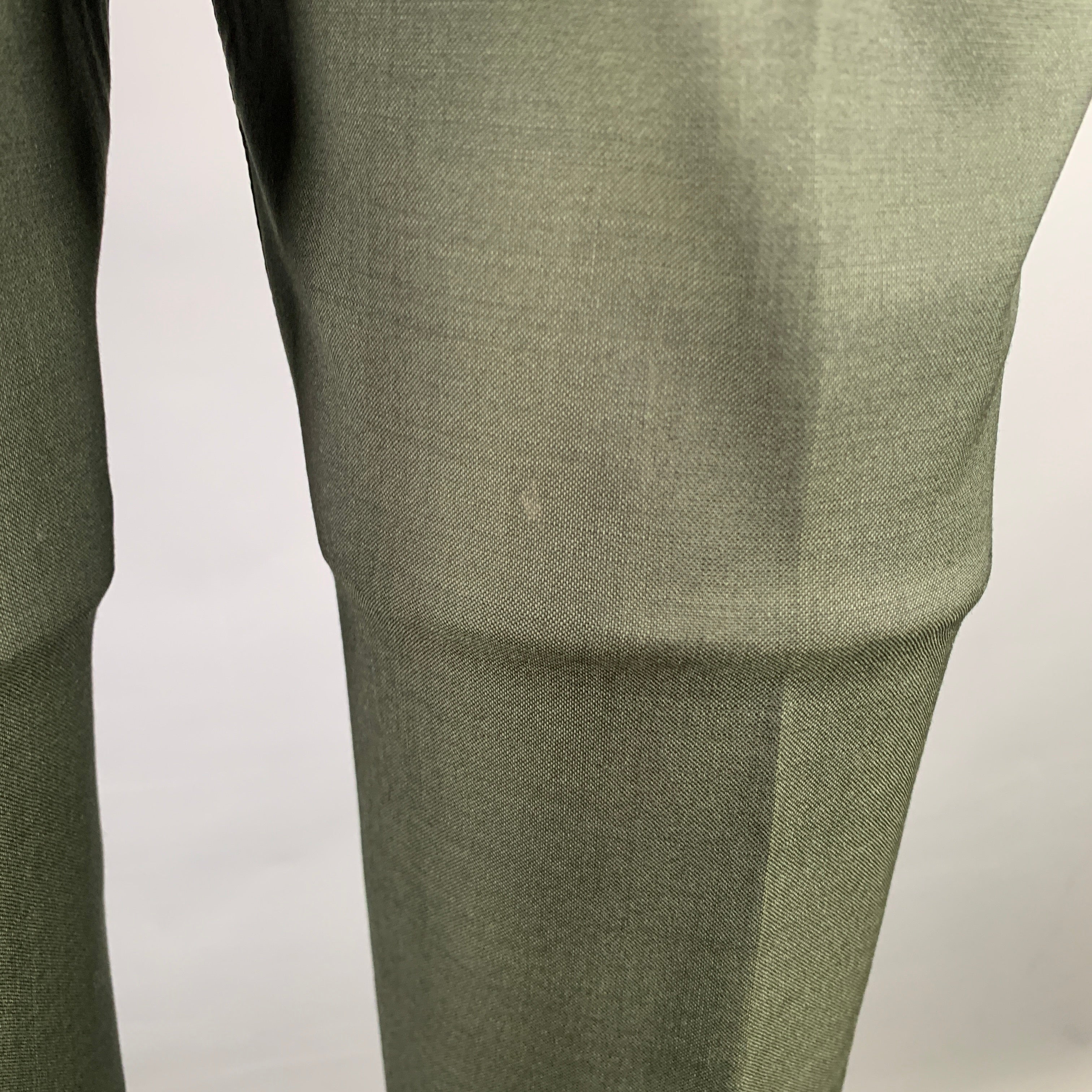 TIGER of SWEDEN Size 36 Forest Green Wool Notch Lapel Suit - Image 7