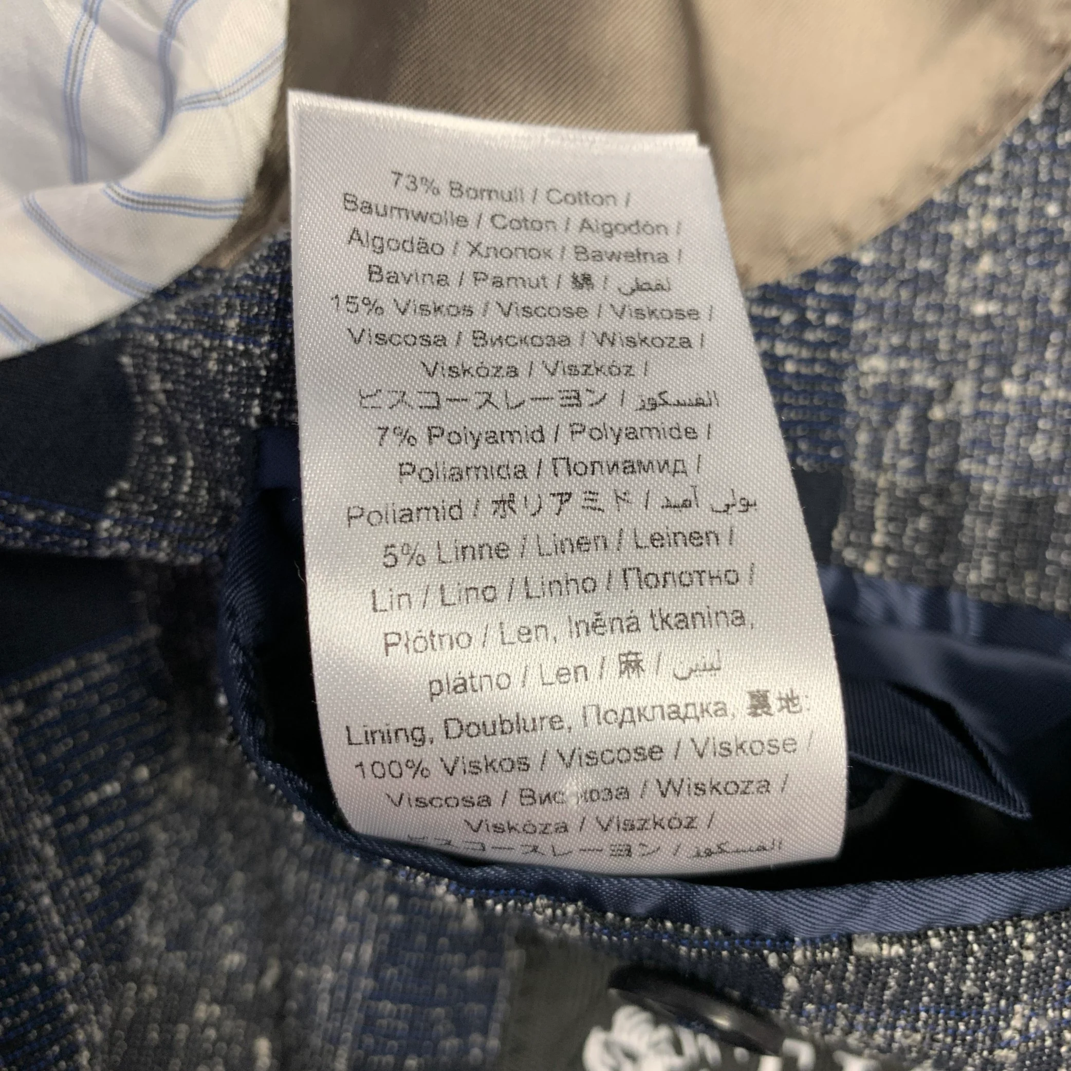 TIGER of SWEDEN Size 36 Grey Navy Plaid Cotton Blend Sport Coat - Image 10