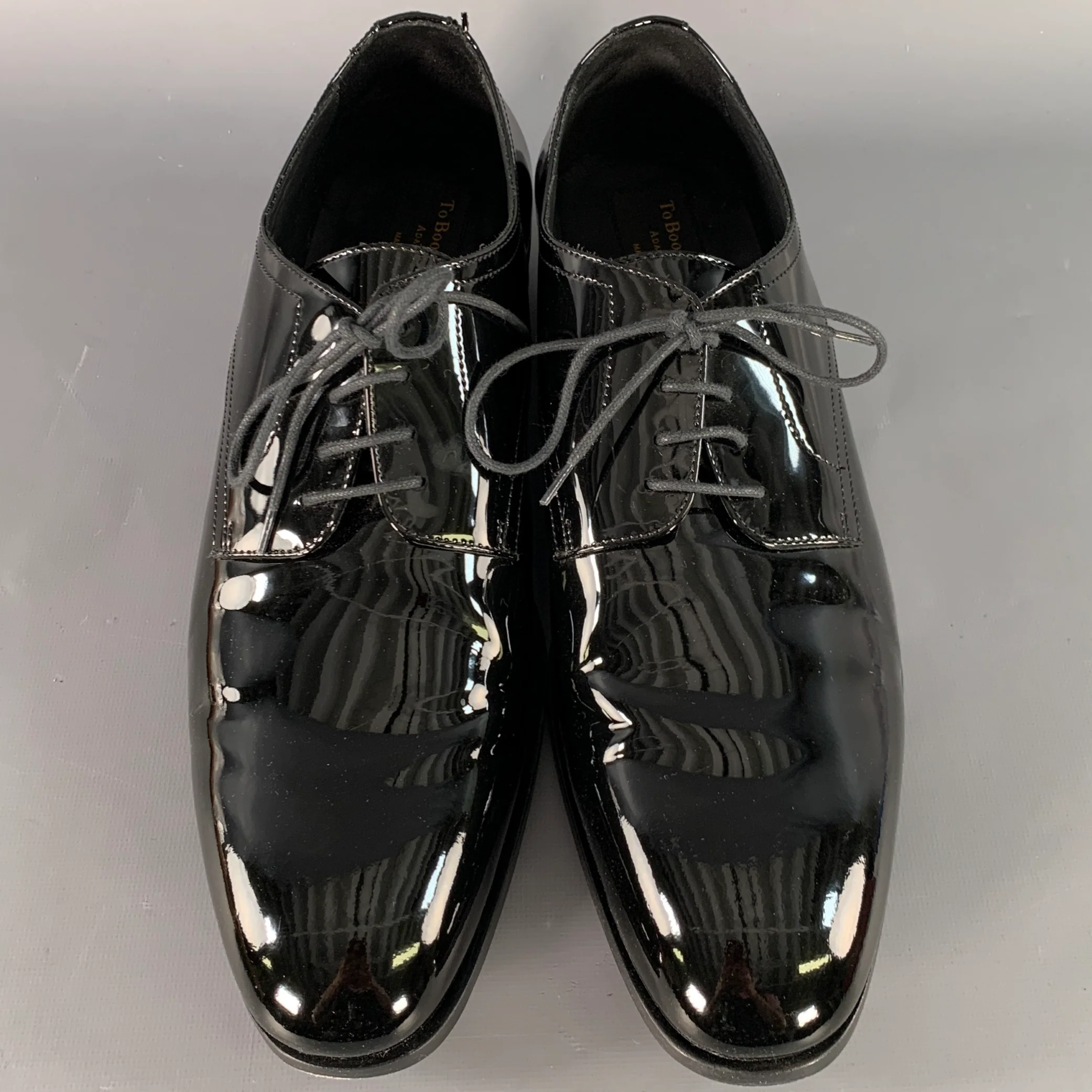 TO BOOT NY Size 12 Black Patent Leather Derby Lace-Up Shoes - Image 4