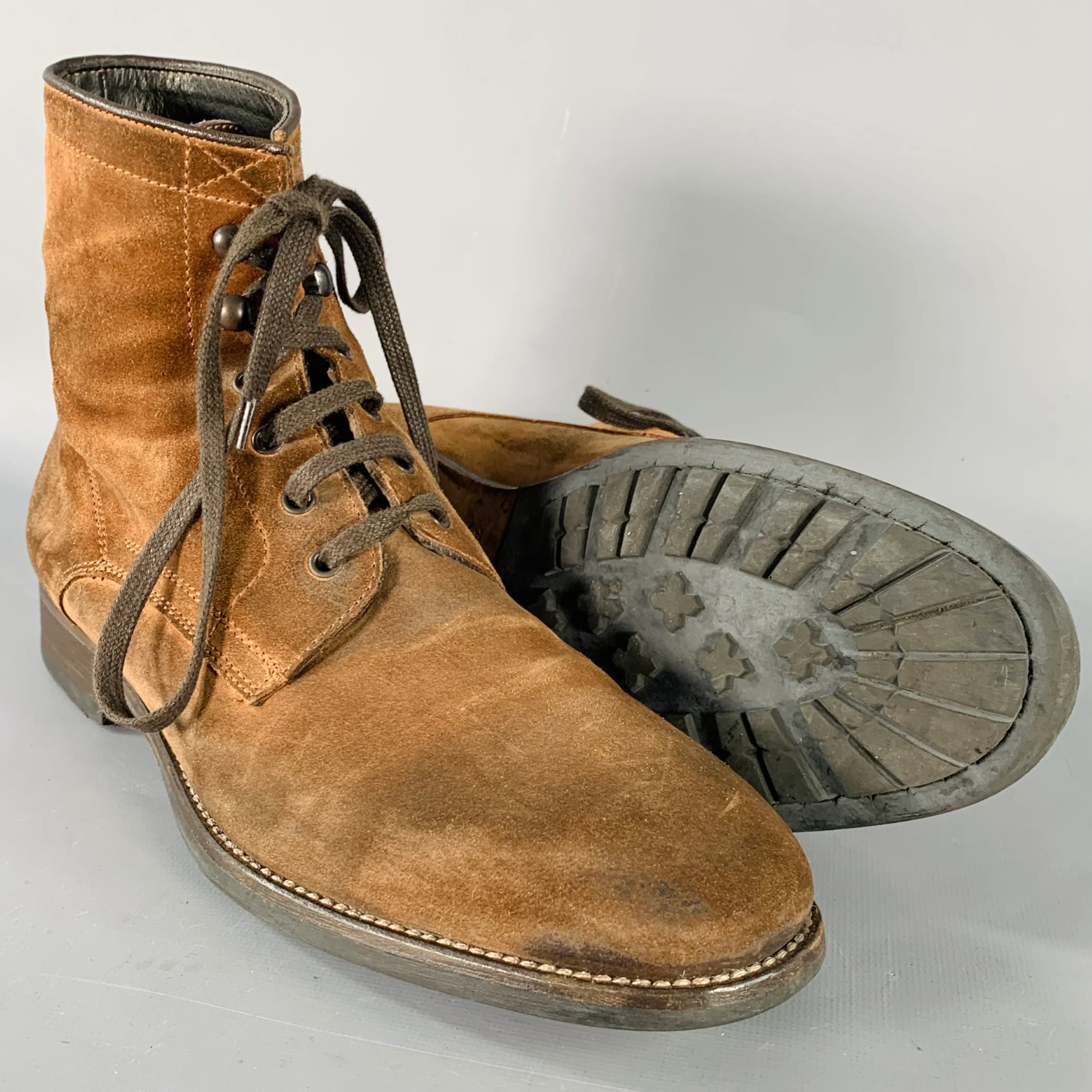 TO BOOT NY Size 8 Brown Roughout Leather Lace-Up Ankle Boots - Image 5