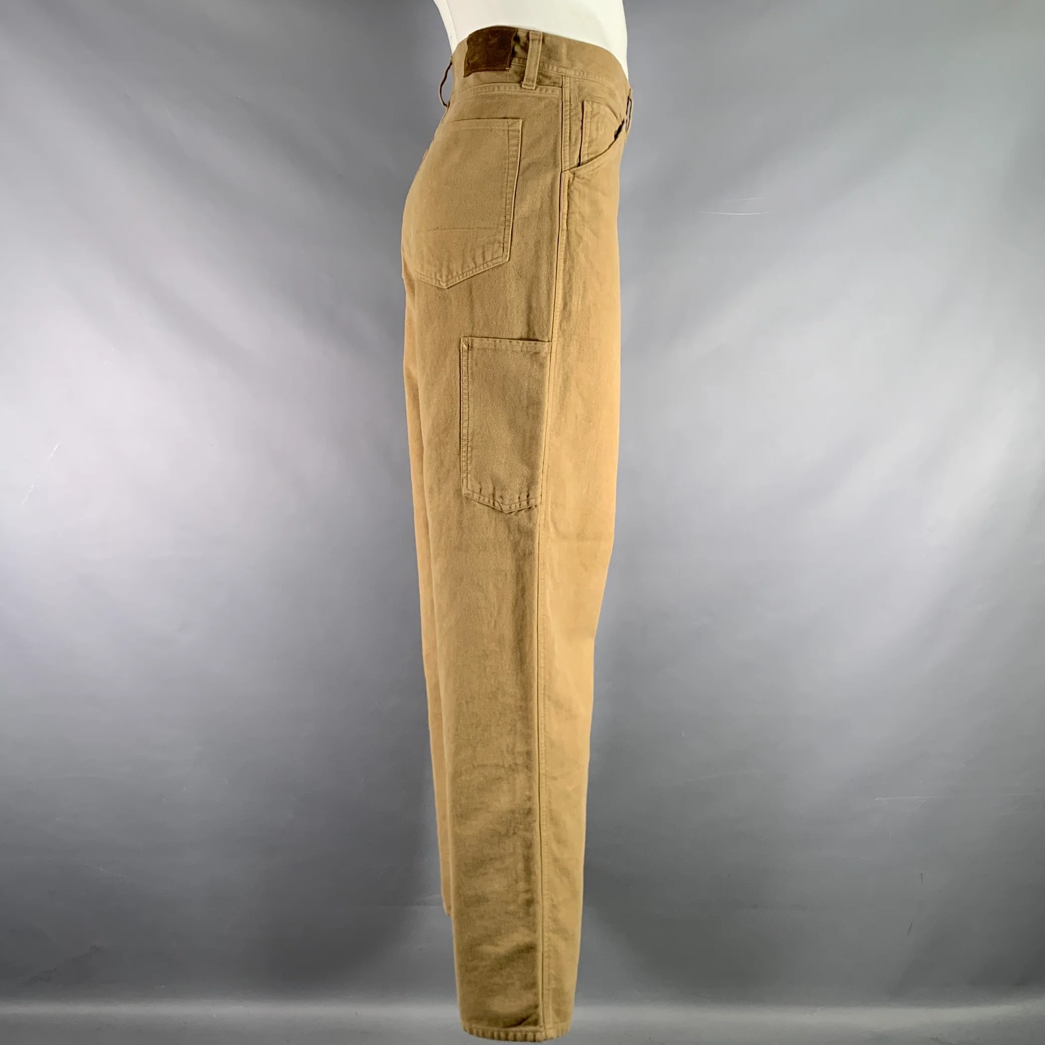TODD SNYDER Size 34 Beige Cotton Button Fly Jeans - Image 2