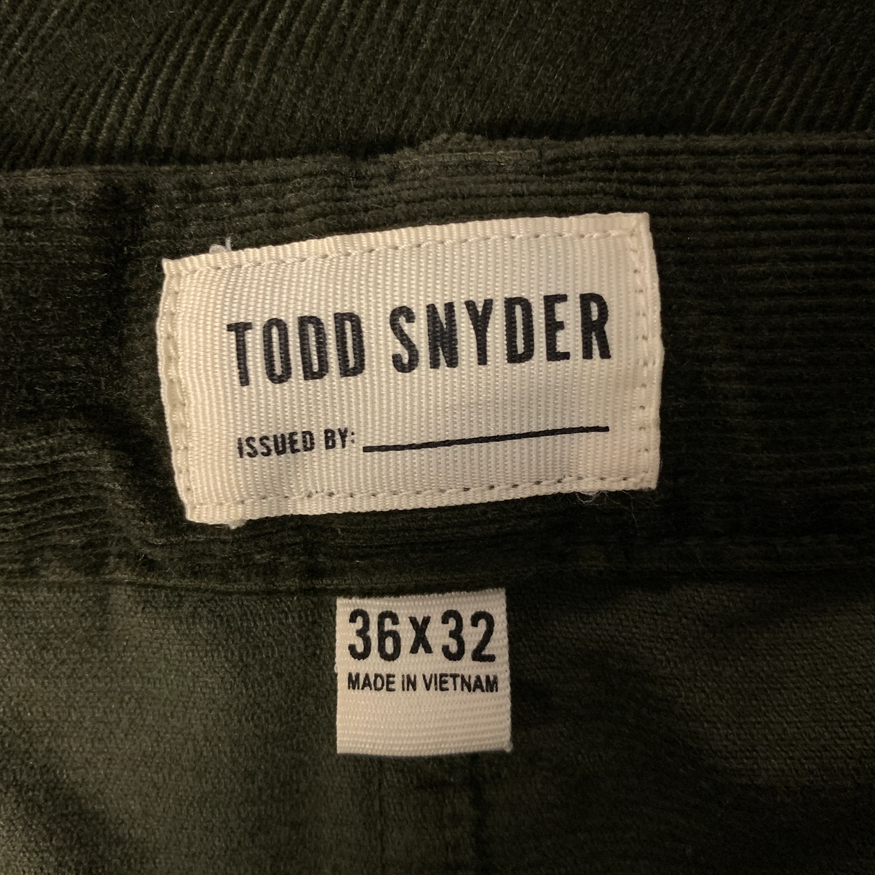 TODD SNYDER Size 36 Green Olive Corduroy Cotton Blend Pants - Image 4