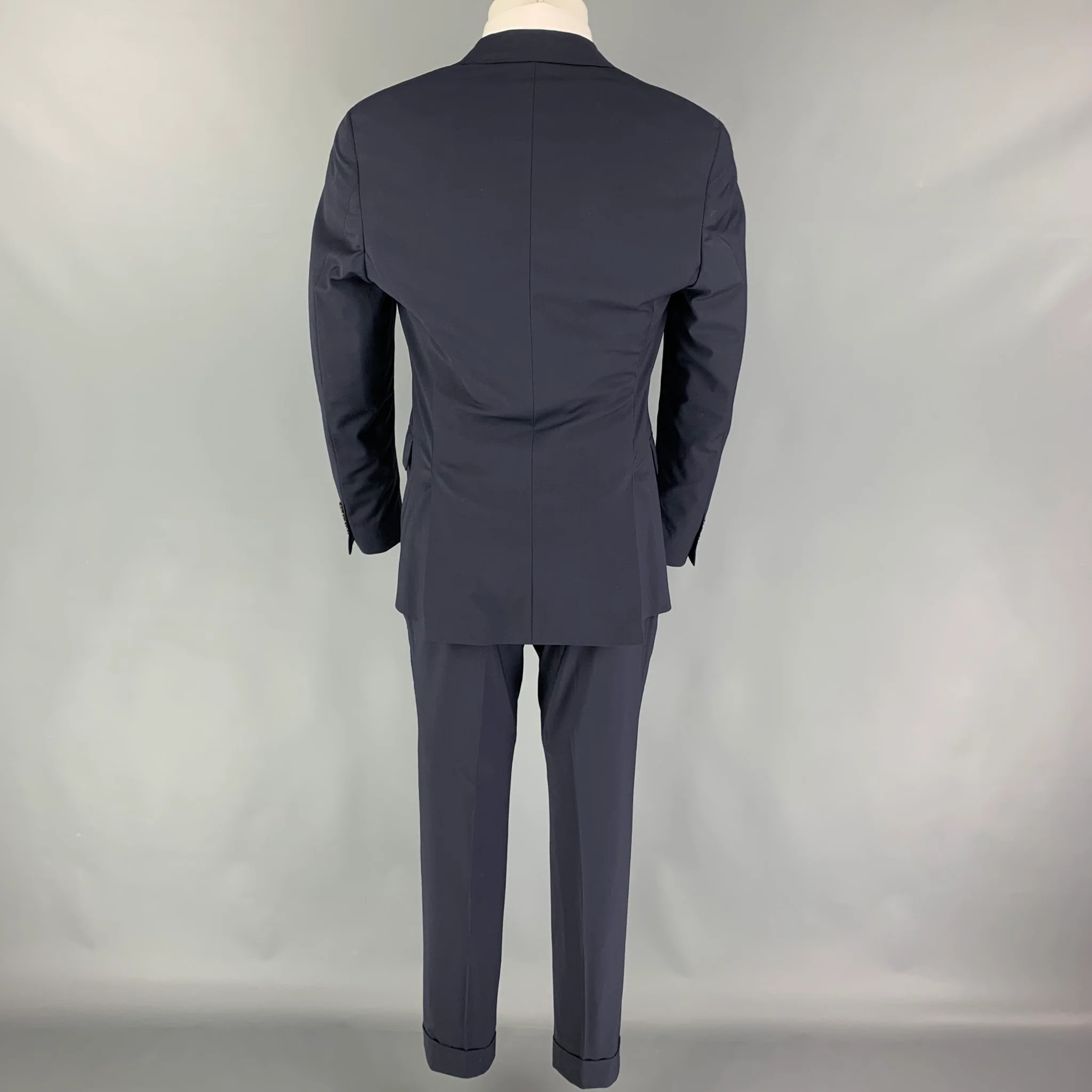 TODD SNYDER Size 40 Regular Navy Wool Lycra Notch Lapel Suit - Image 3