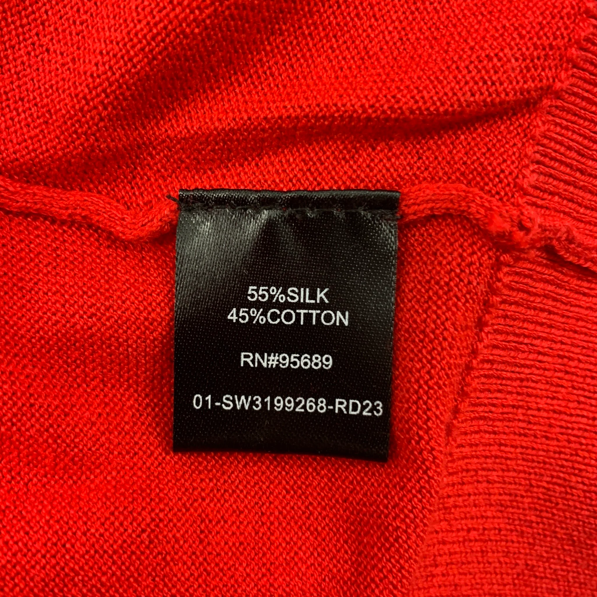 TODD SNYDER Size L Red Silk Cotton Buttoned Cardigan - Image 4