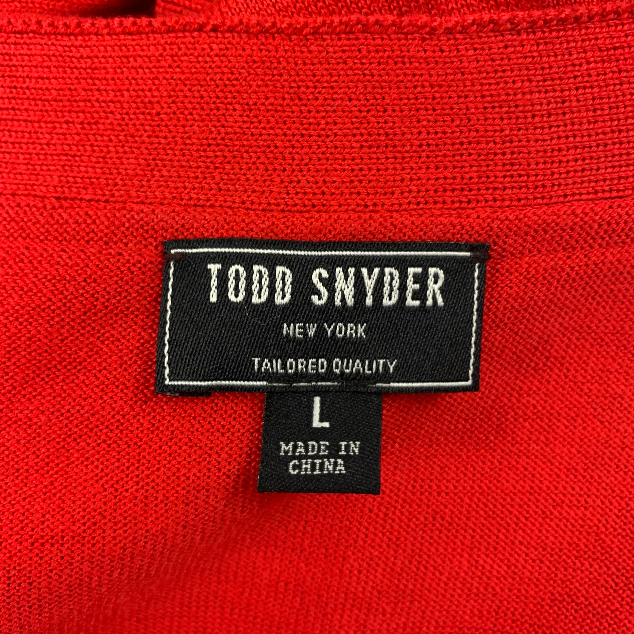 TODD SNYDER Size L Red Silk Cotton Buttoned Cardigan - Image 5