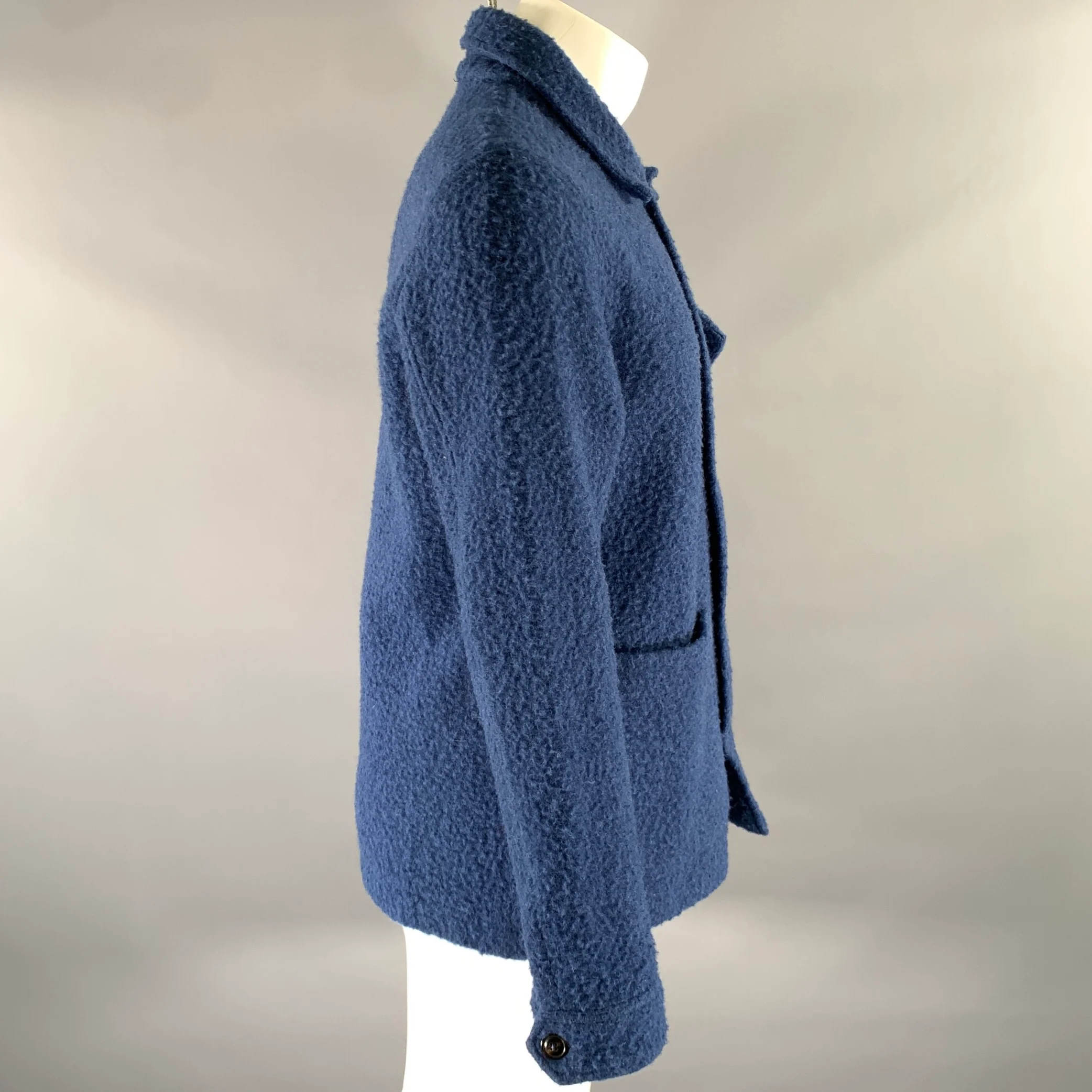 TODD SNYDER Size M Blue Textured Wool Blend Jacket - Image 3