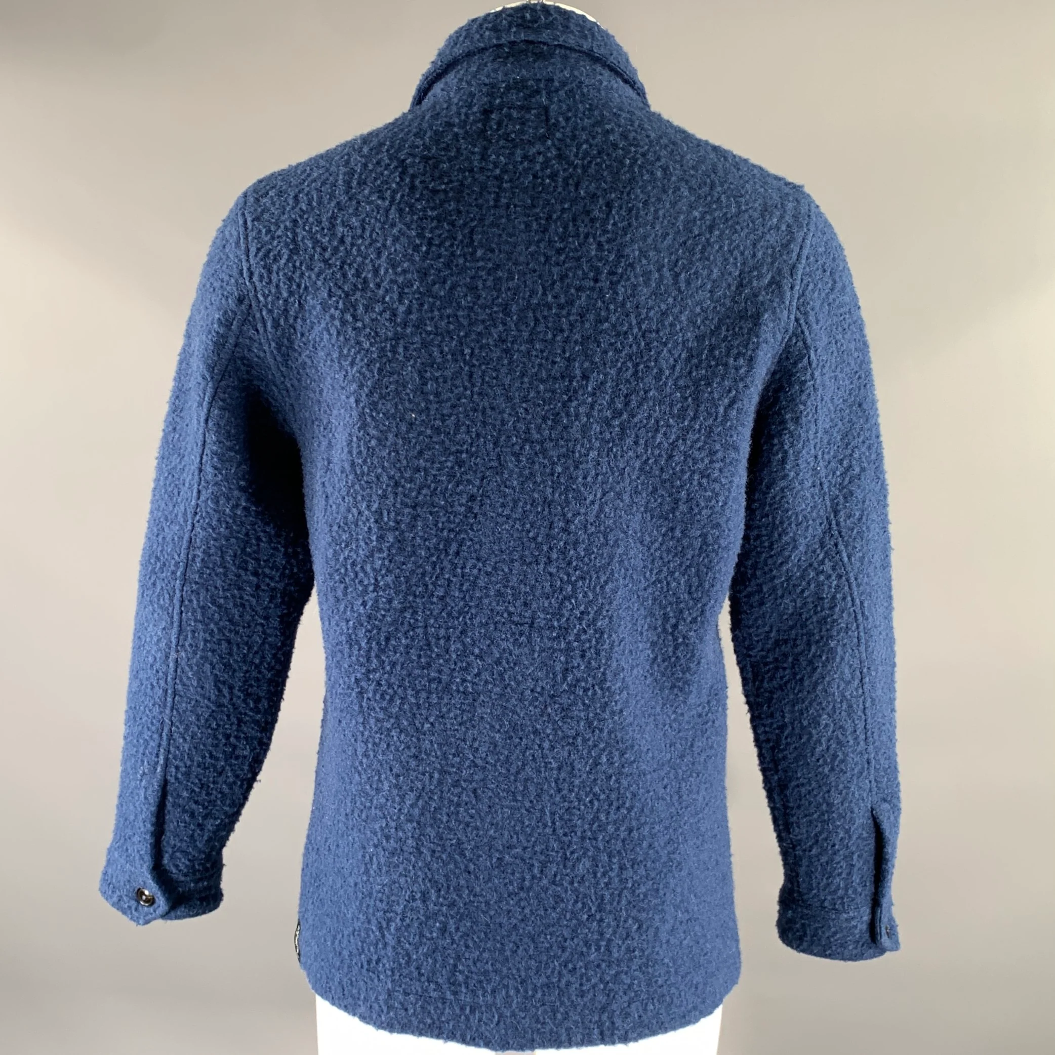 TODD SNYDER Size M Blue Textured Wool Blend Jacket - Image 4