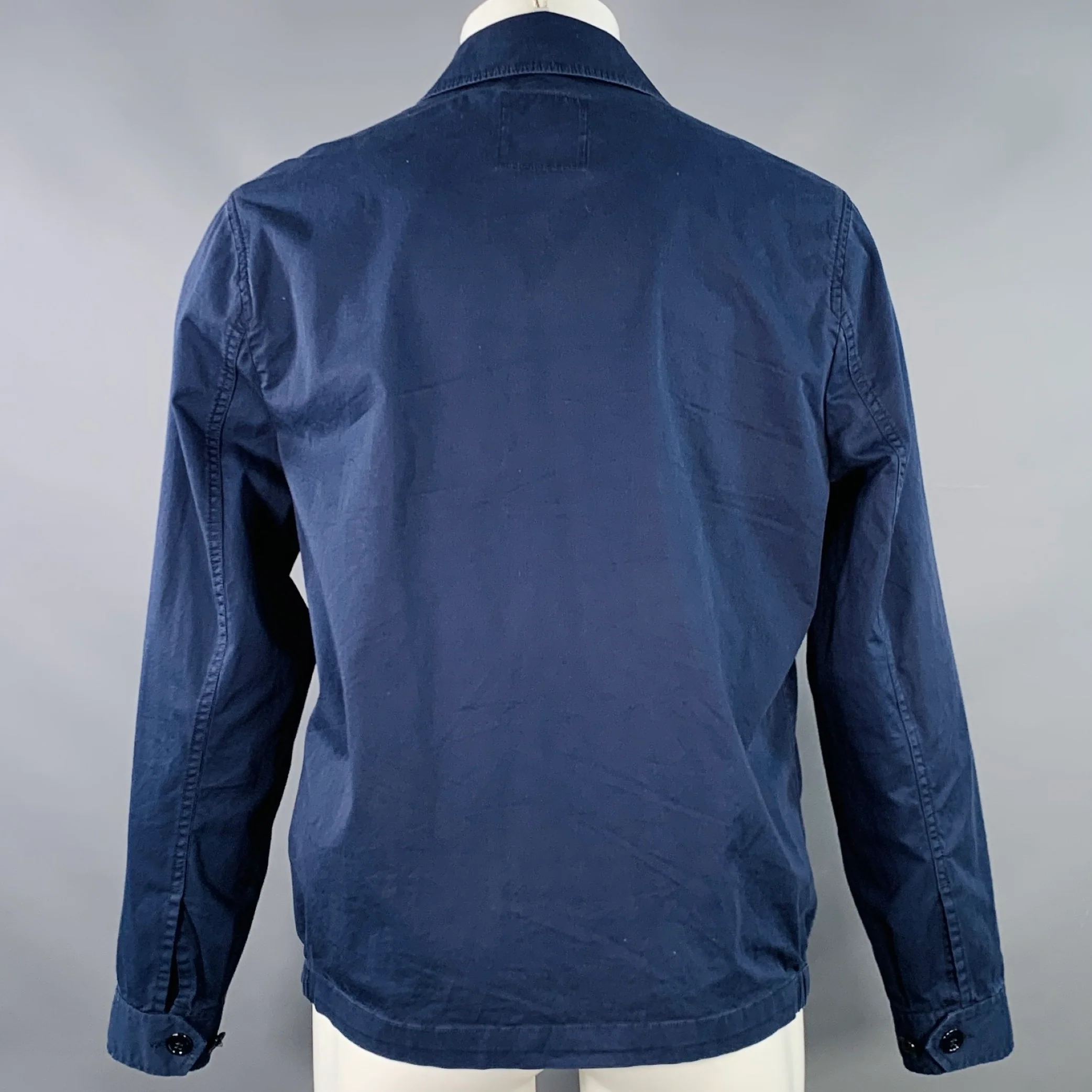 TODD SNYDER Size M Navy Cotton Blend Zip Pockets Jacket - Image 4