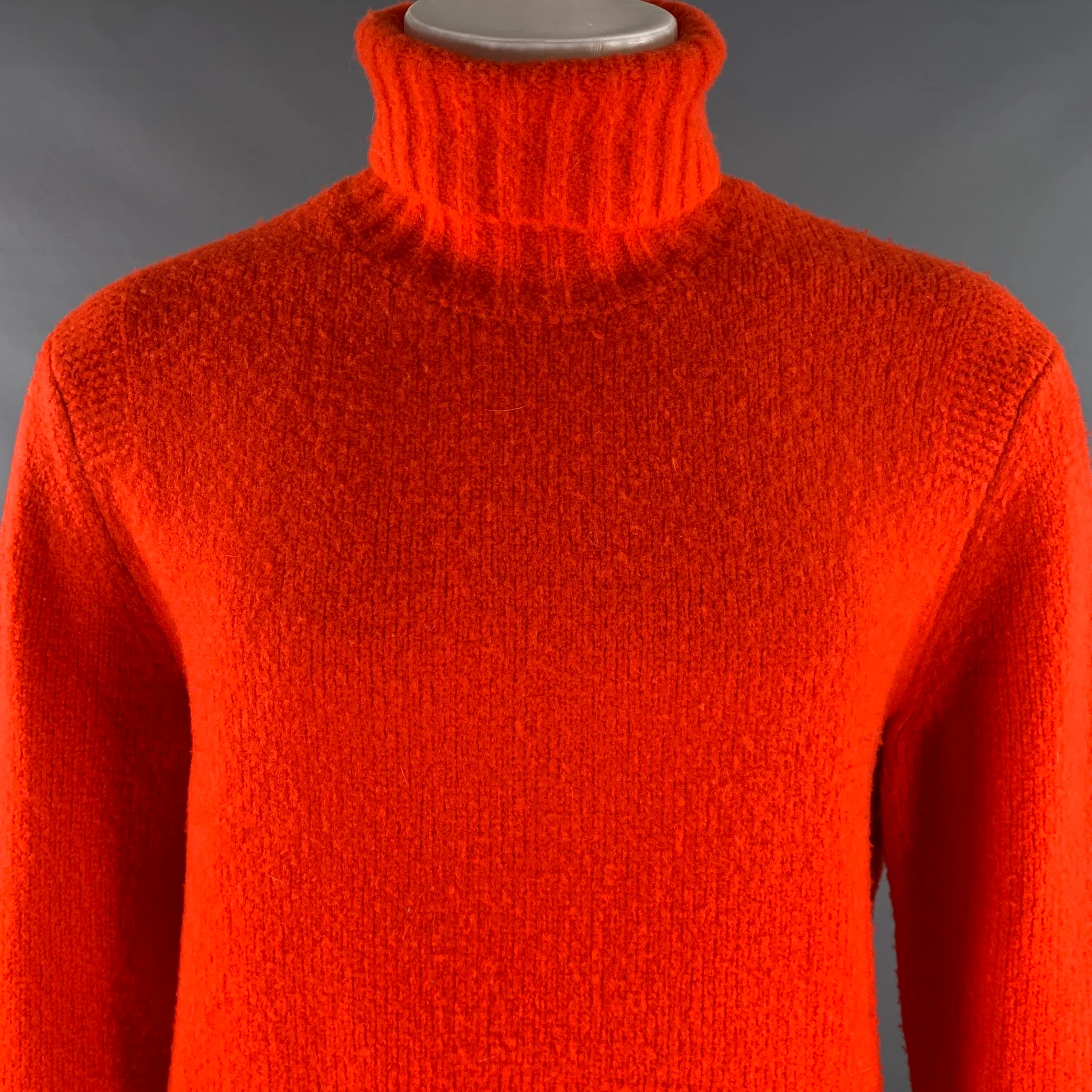 TODD SNYDER Size M Orange Knitted Wool Blend Turtleneck Sweater - Image 2
