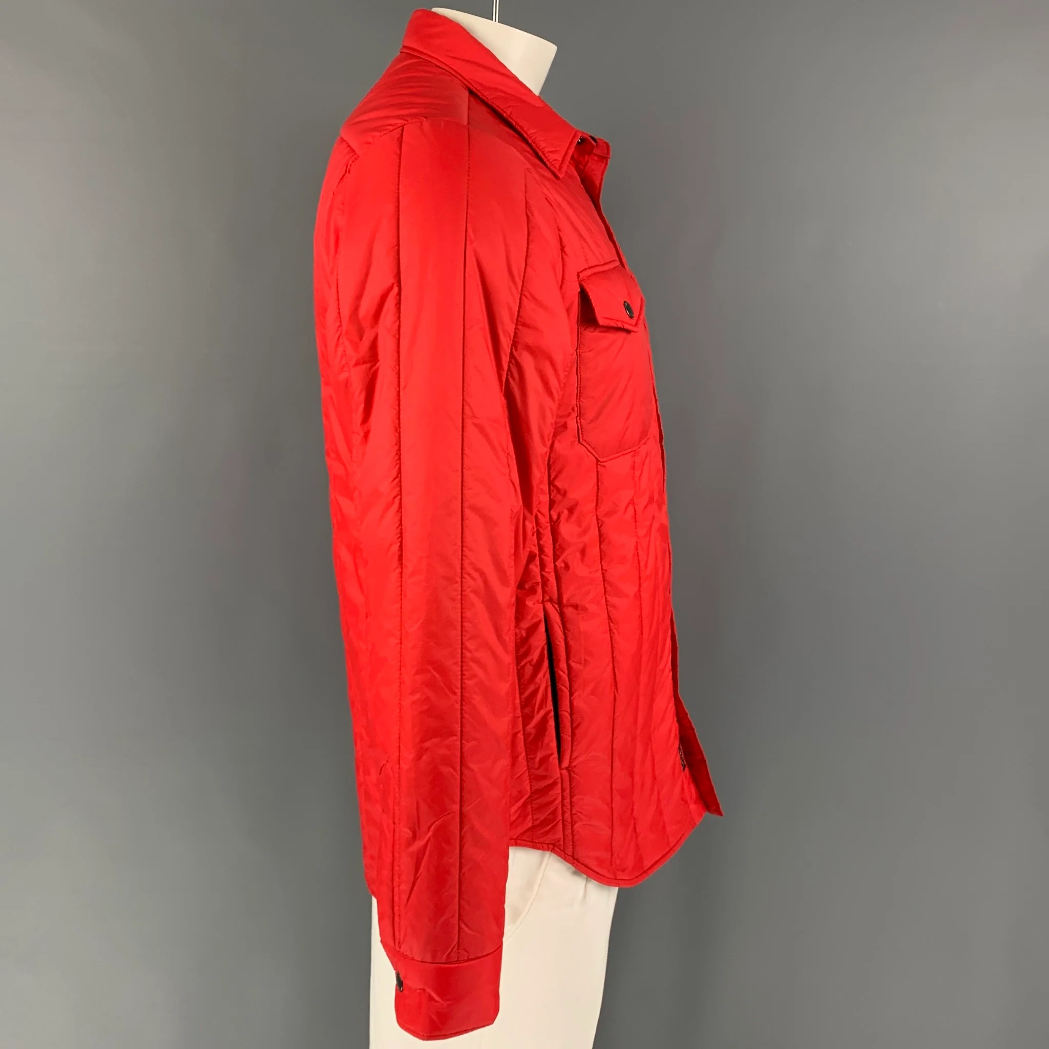 TODD SNYDER Size M Red Quilted Nylon Shirt Jacket Long Sleeve Shirt - Image 2