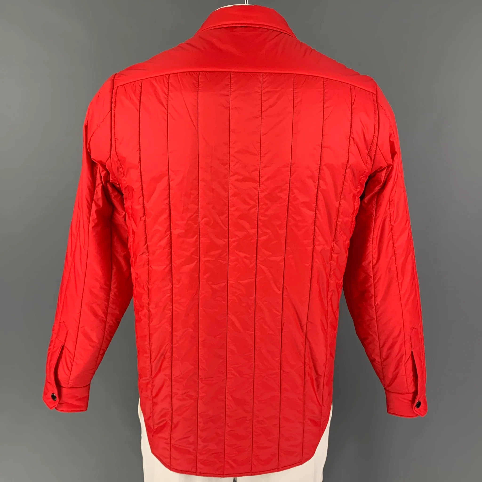 TODD SNYDER Size M Red Quilted Nylon Shirt Jacket Long Sleeve Shirt - Image 3