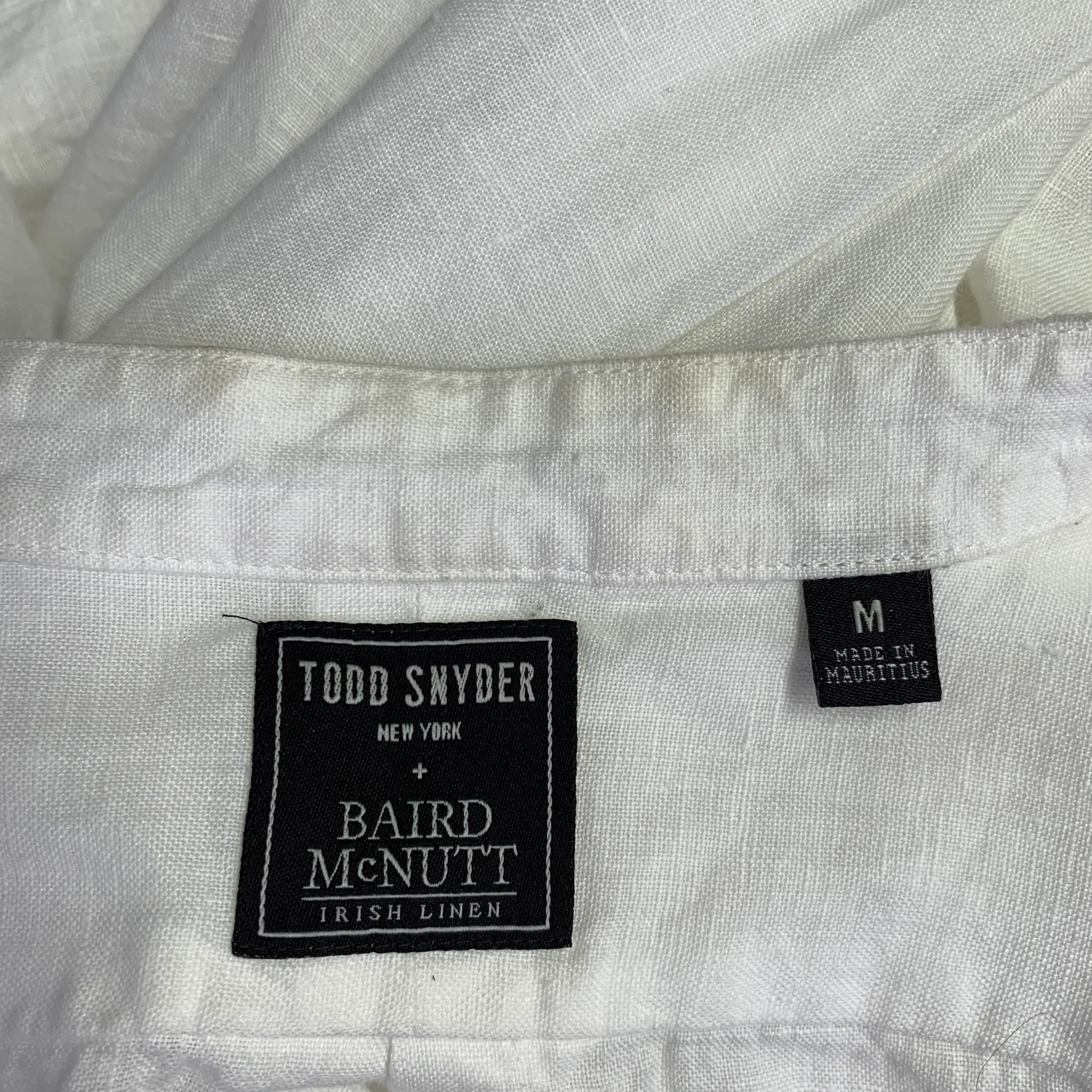 TODD SNYDER Size M White Linen One Pocket Long Sleeve Shirt - Image 5