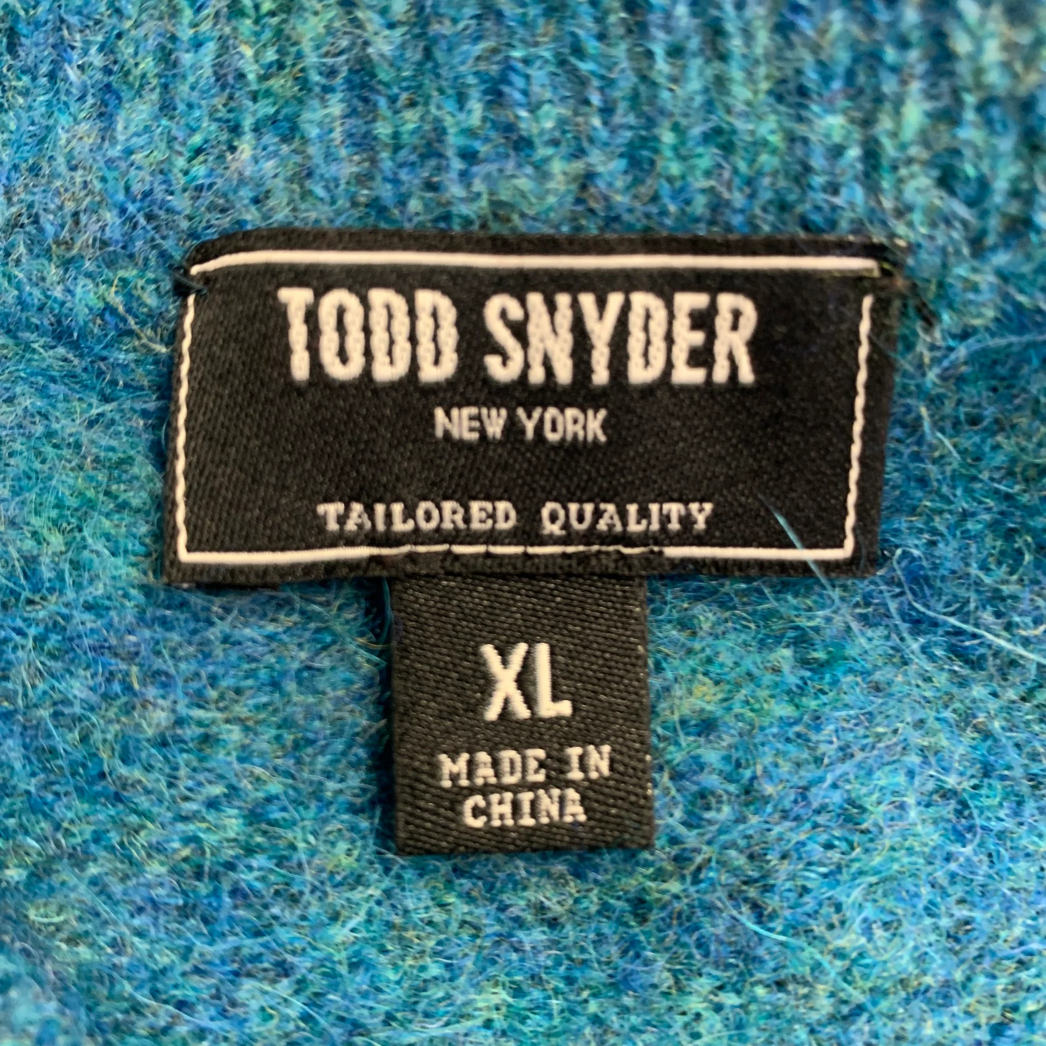 TODD SNYDER Size XL Blue Light Blue Stripe Wool Blend Crew Neck Sweater - Image 4
