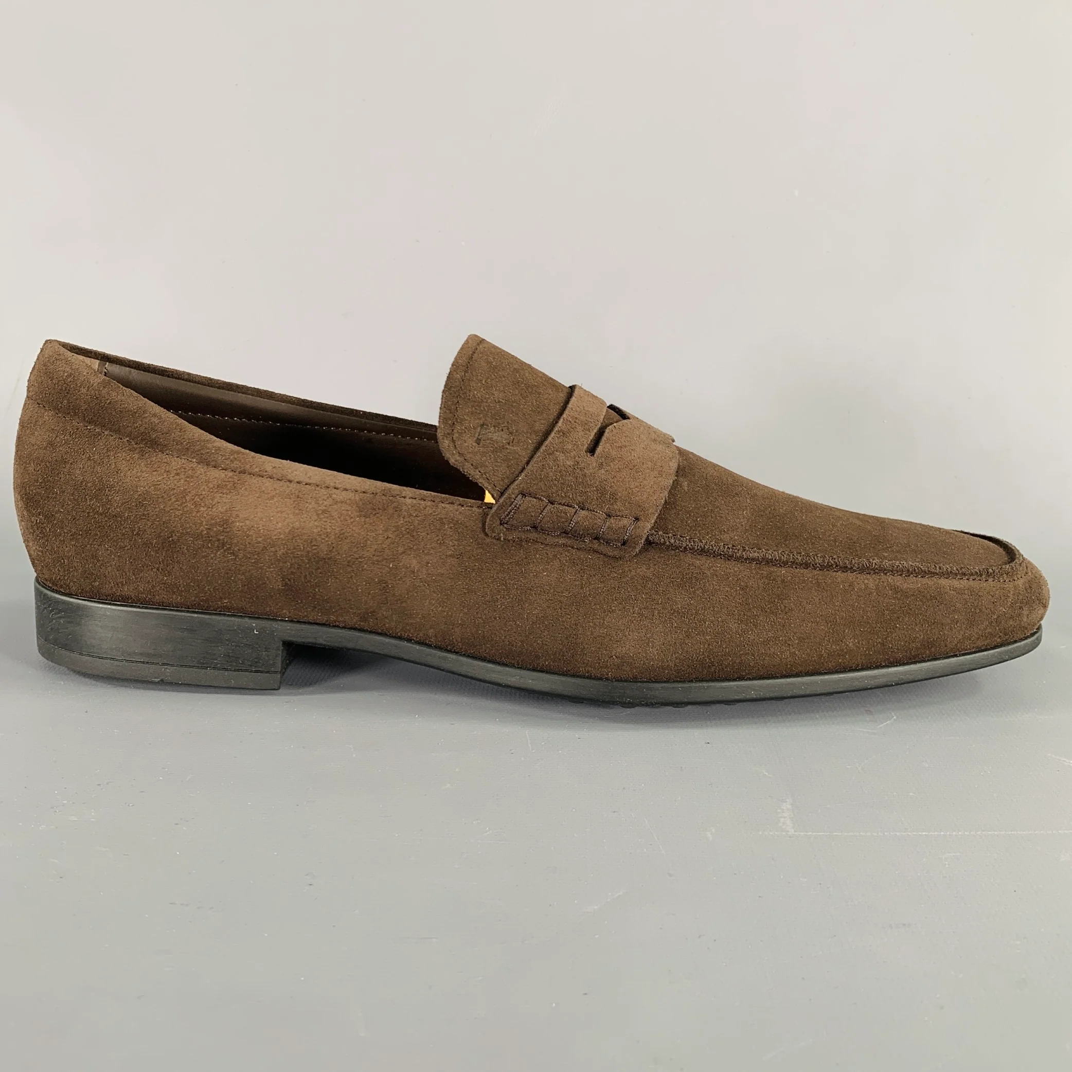 TOD'S Size 11 Dark Brown Suede Penny Loafers - Image 2